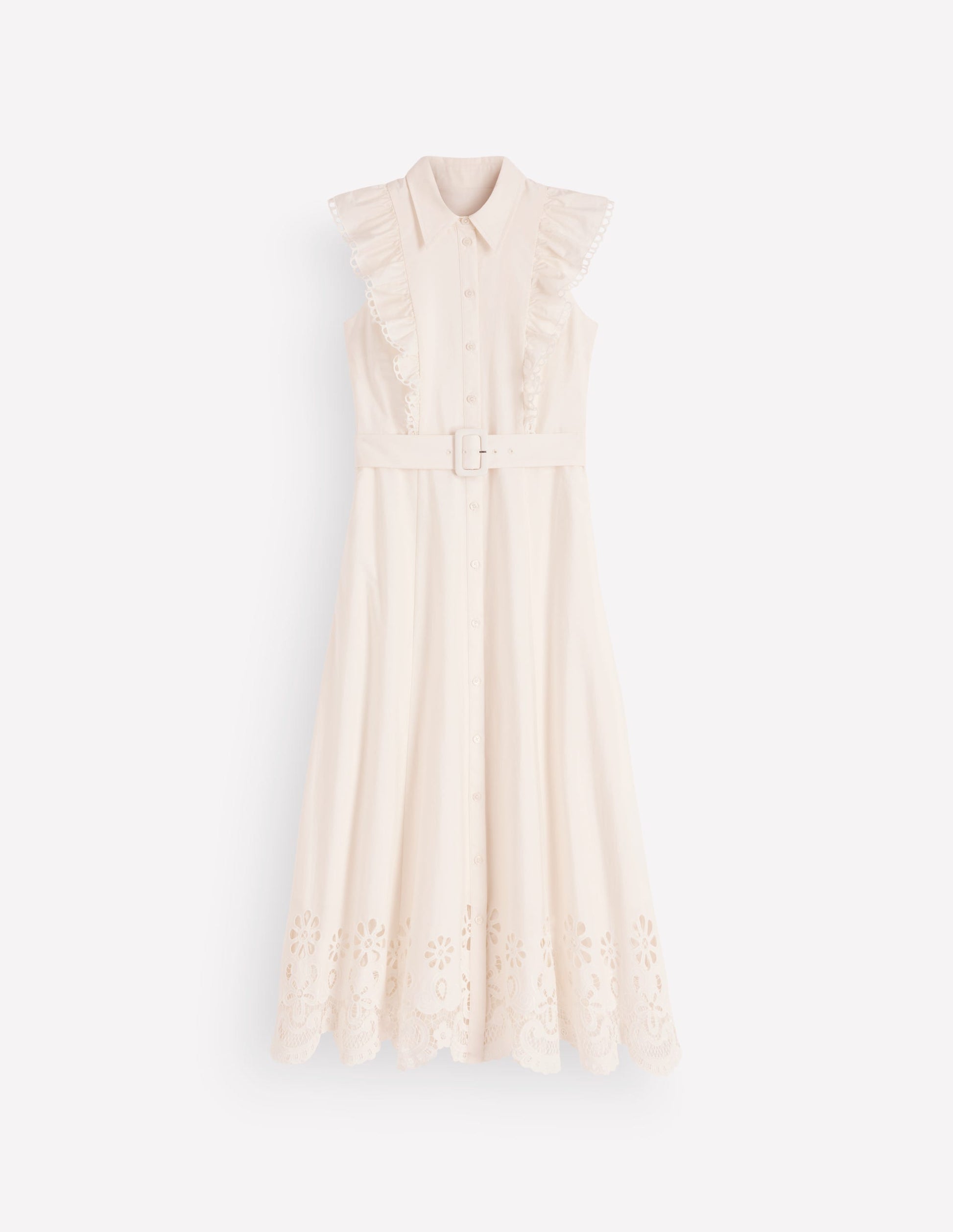 Boden Women's Ruffle Bodice Shirt Dress in White | Size 20/22 Boden Women's Ruffle Bodice Shirt Dress in White | Size 20/22