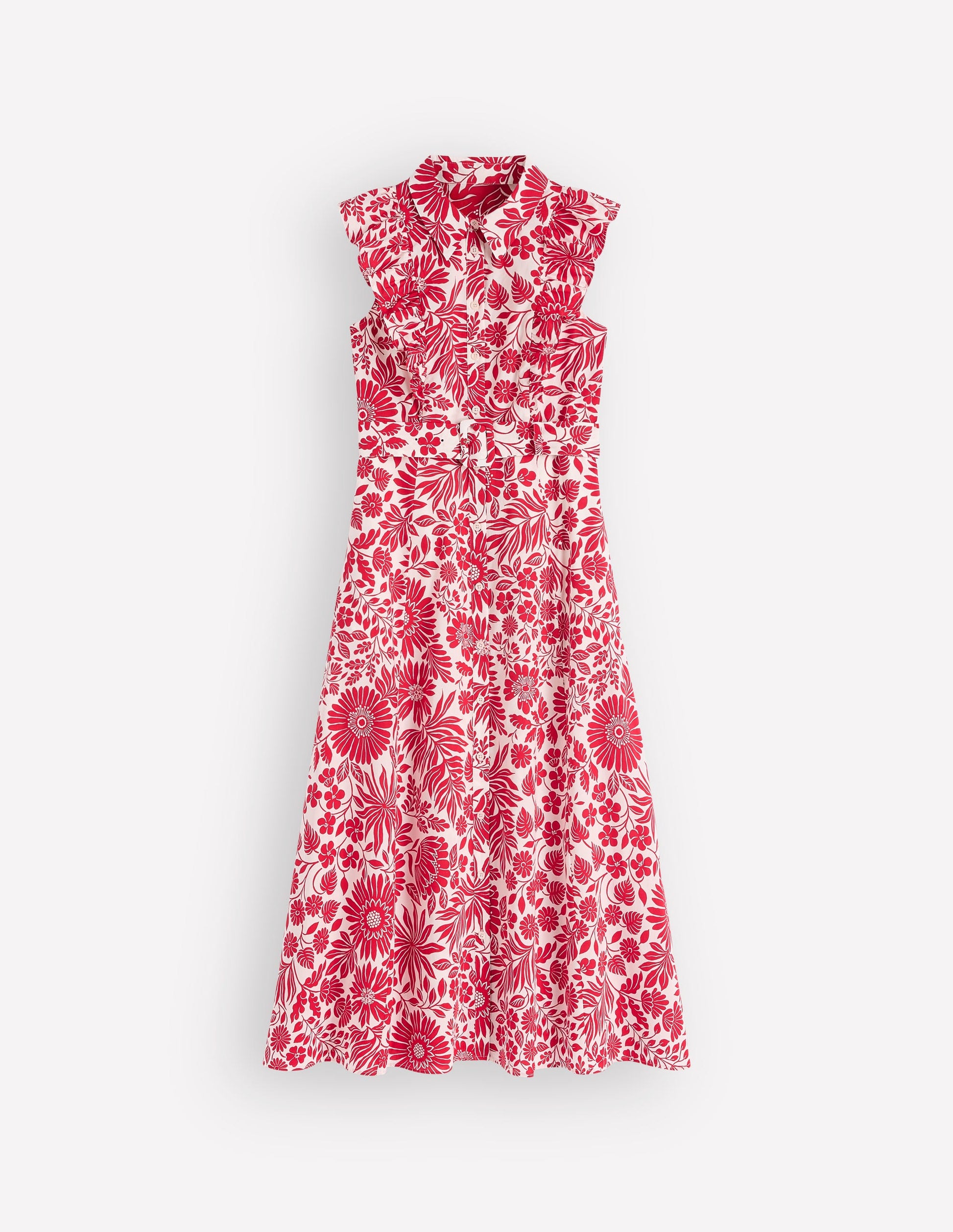 Ruffle Bodice Shirt Dress-Merida Red, Flowerbed Bloom | Boden USA Ruffle Bodice Shirt Dress-Merida Red, Flowerbed Bloom | Boden USA