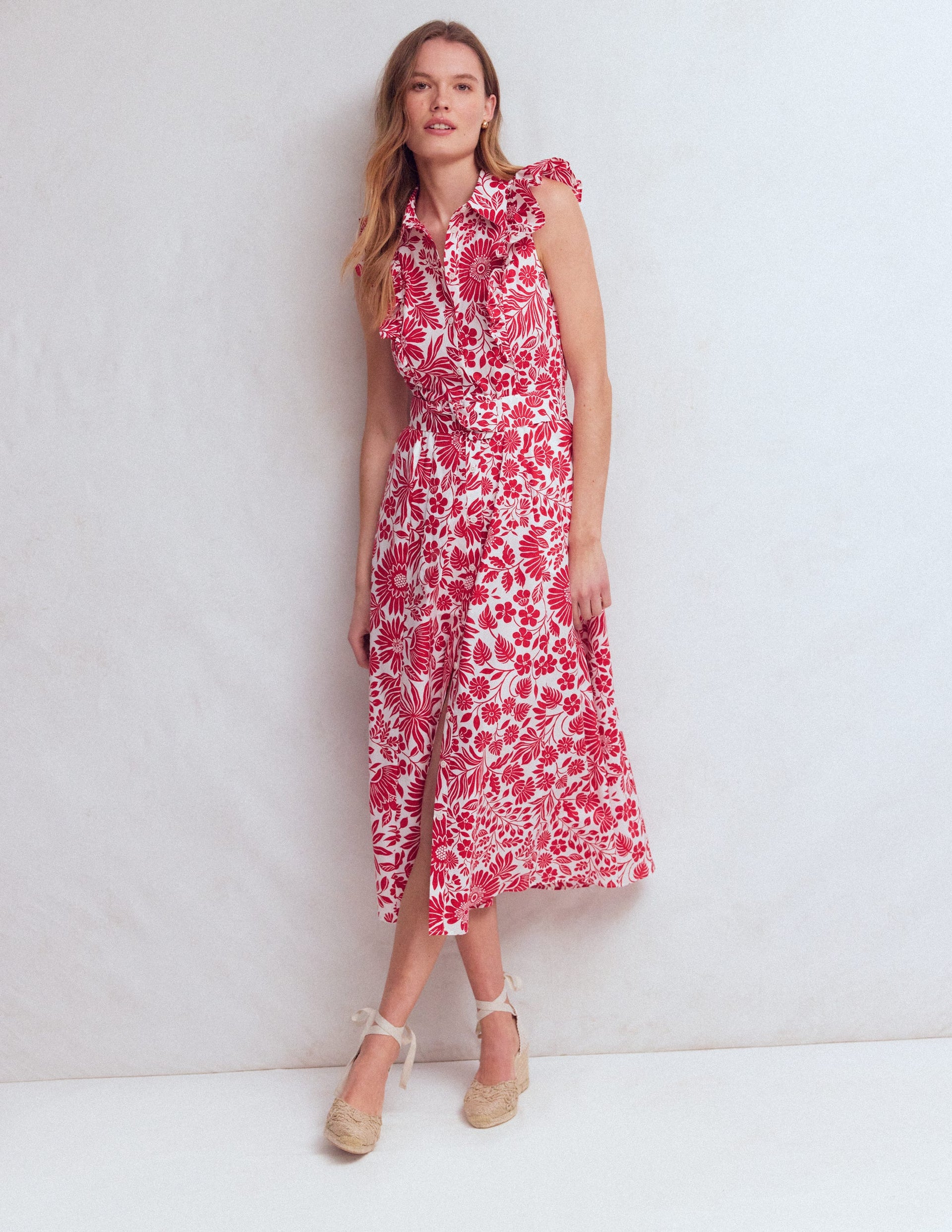 boden gingham shirt dress Ivy Button Cotton Midi Dress-Gingham