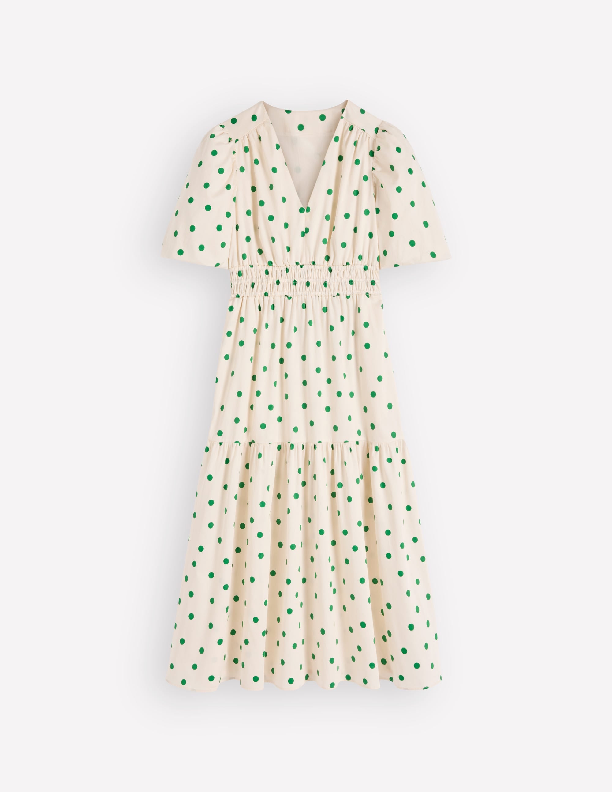 Irene Puff Sleeve Cotton Dress - Papyrus, Painted Dot Spaced