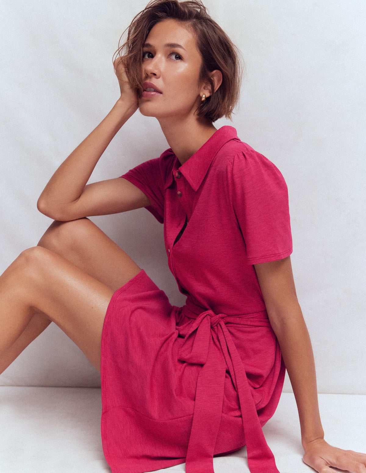 jersey mini shirt dress Patti Short Dress-Sweet Cherry Martinique