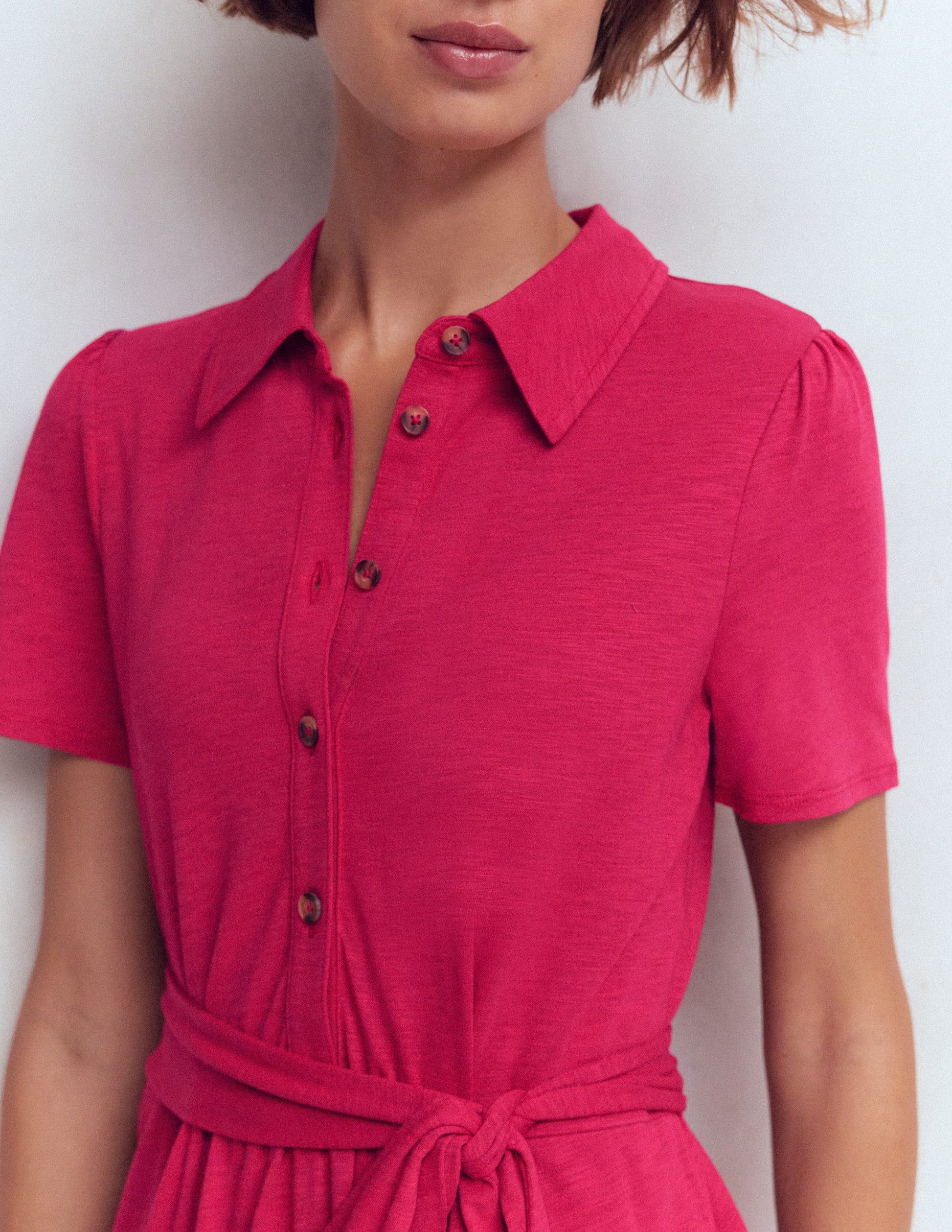 Patti Short Jersey Shirt Dress-Sweet Cherry-2