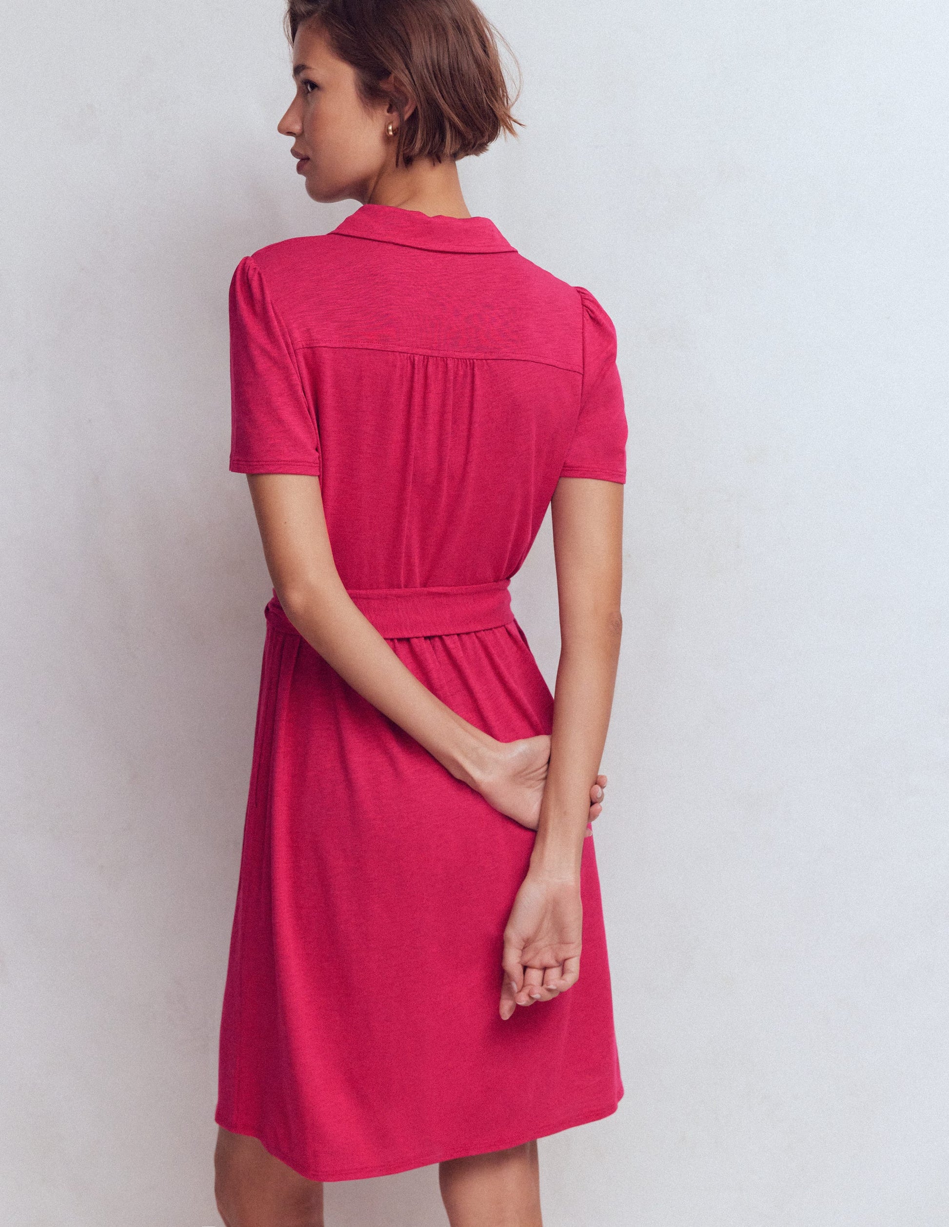 Patti Short Jersey Shirt Dress-Sweet Cherry-3