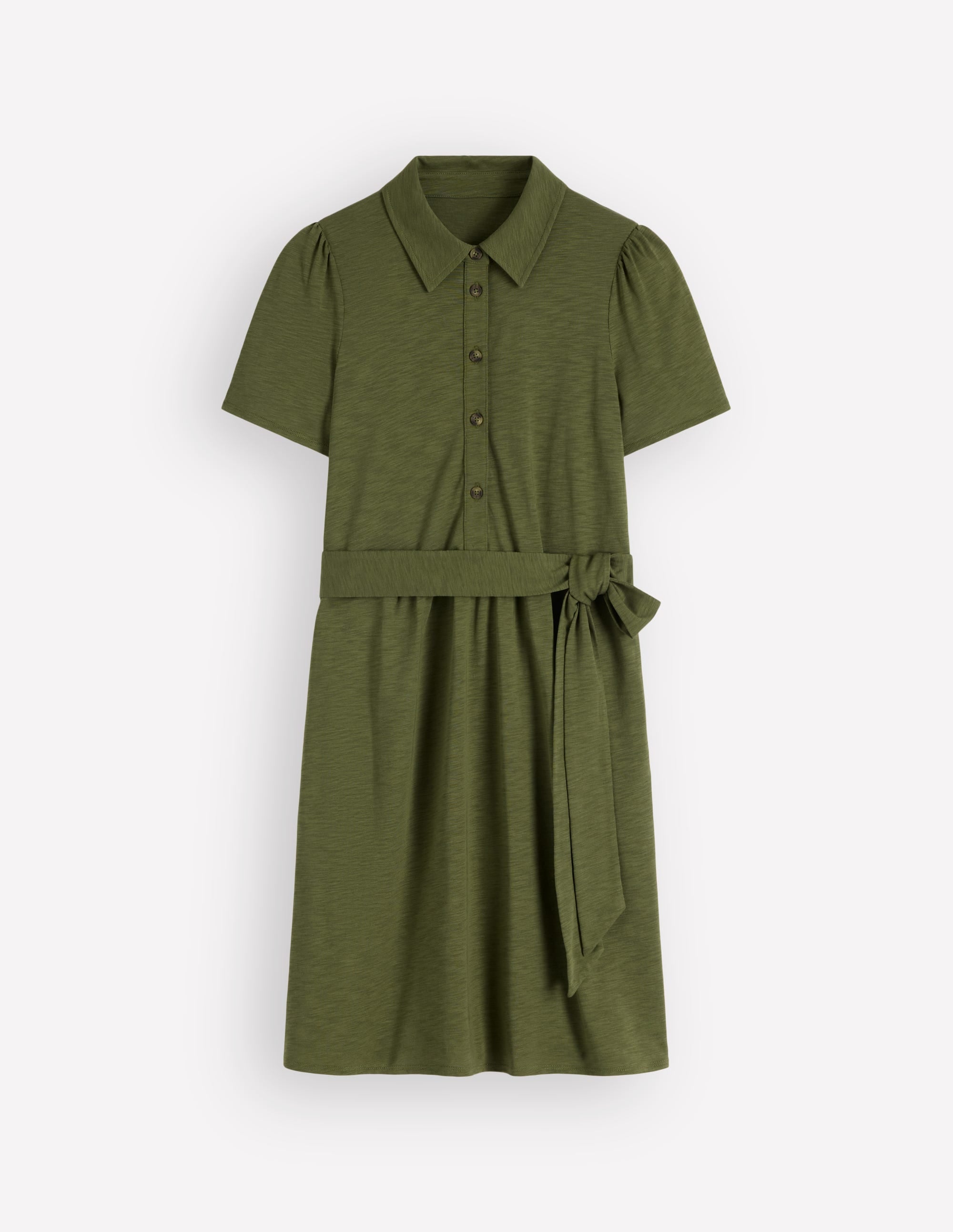 h&m olive green shirt dress Hm Midi Button Hidden pockets Women's Dark khaki green Tie-belt