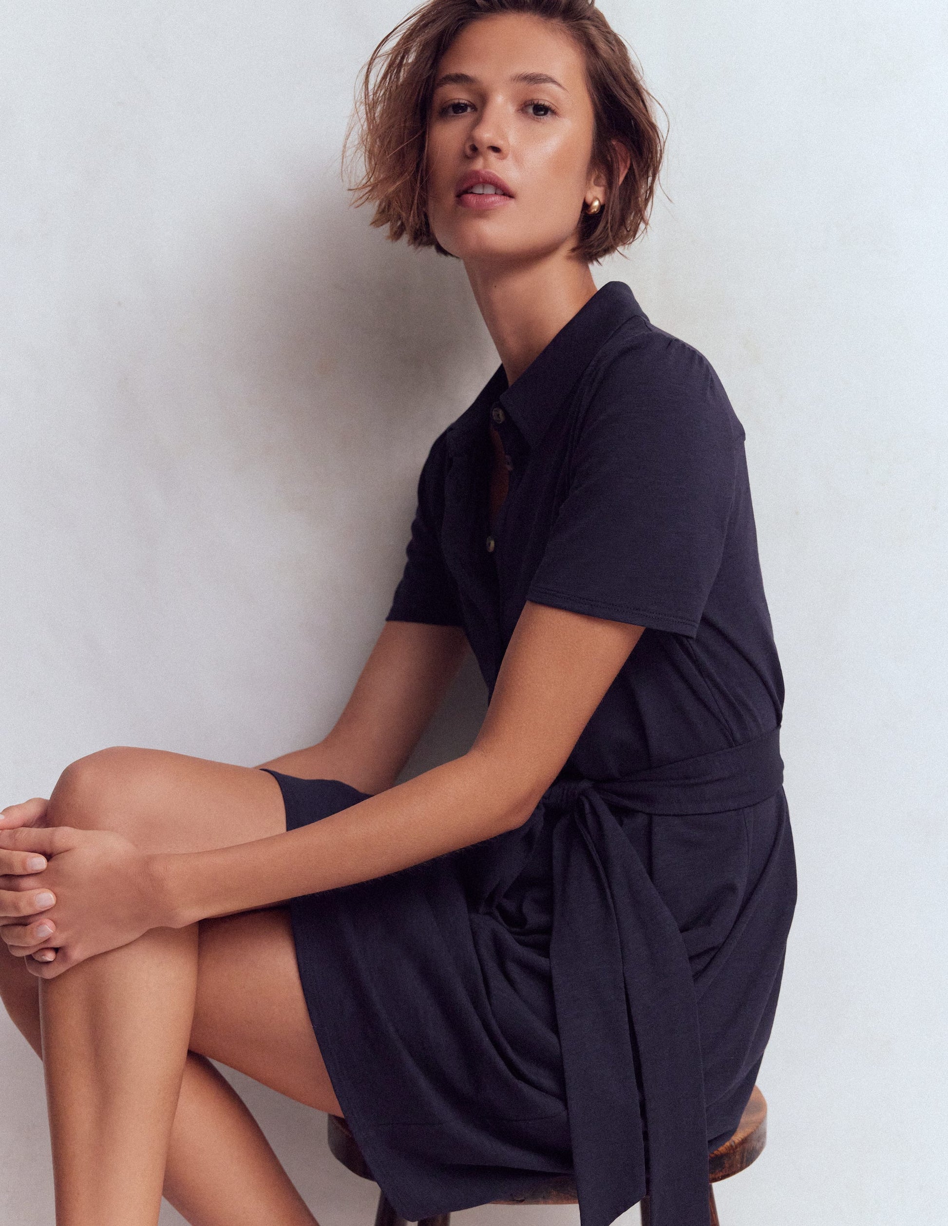 jersey shirt dress Boden Women's Patti Short Jersey Shirt Dress in Blue