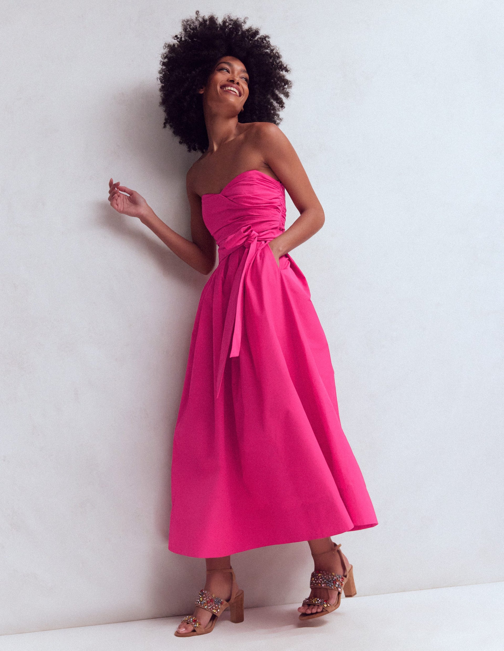 Boden Women's Strapless Taffeta Dress in Pink Boden Women's Strapless Taffeta Dress in Pink