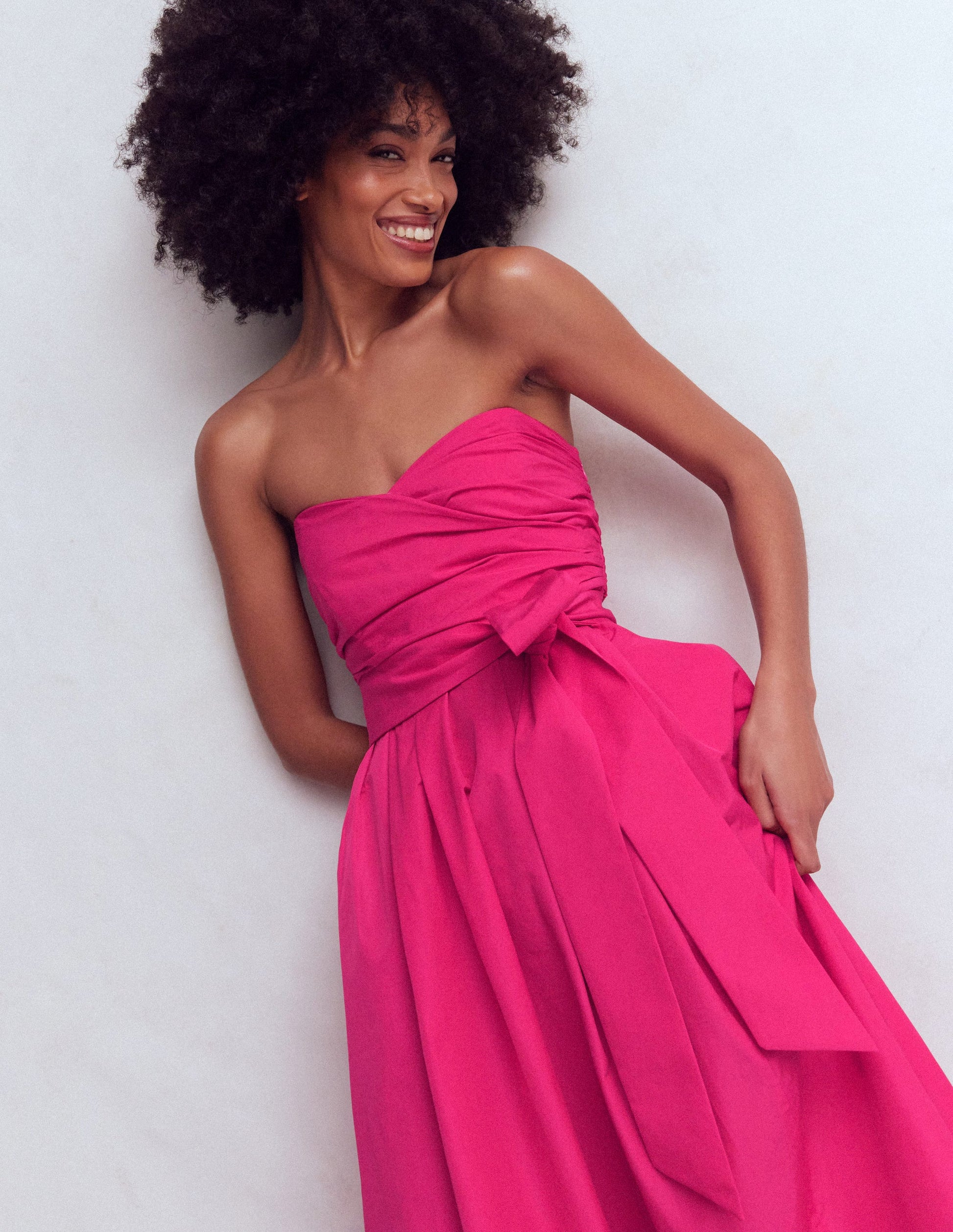Boden Women's Strapless Taffeta Dress in Pink | Size 10 Boden Women's Strapless Taffeta Dress in Pink | Size 10