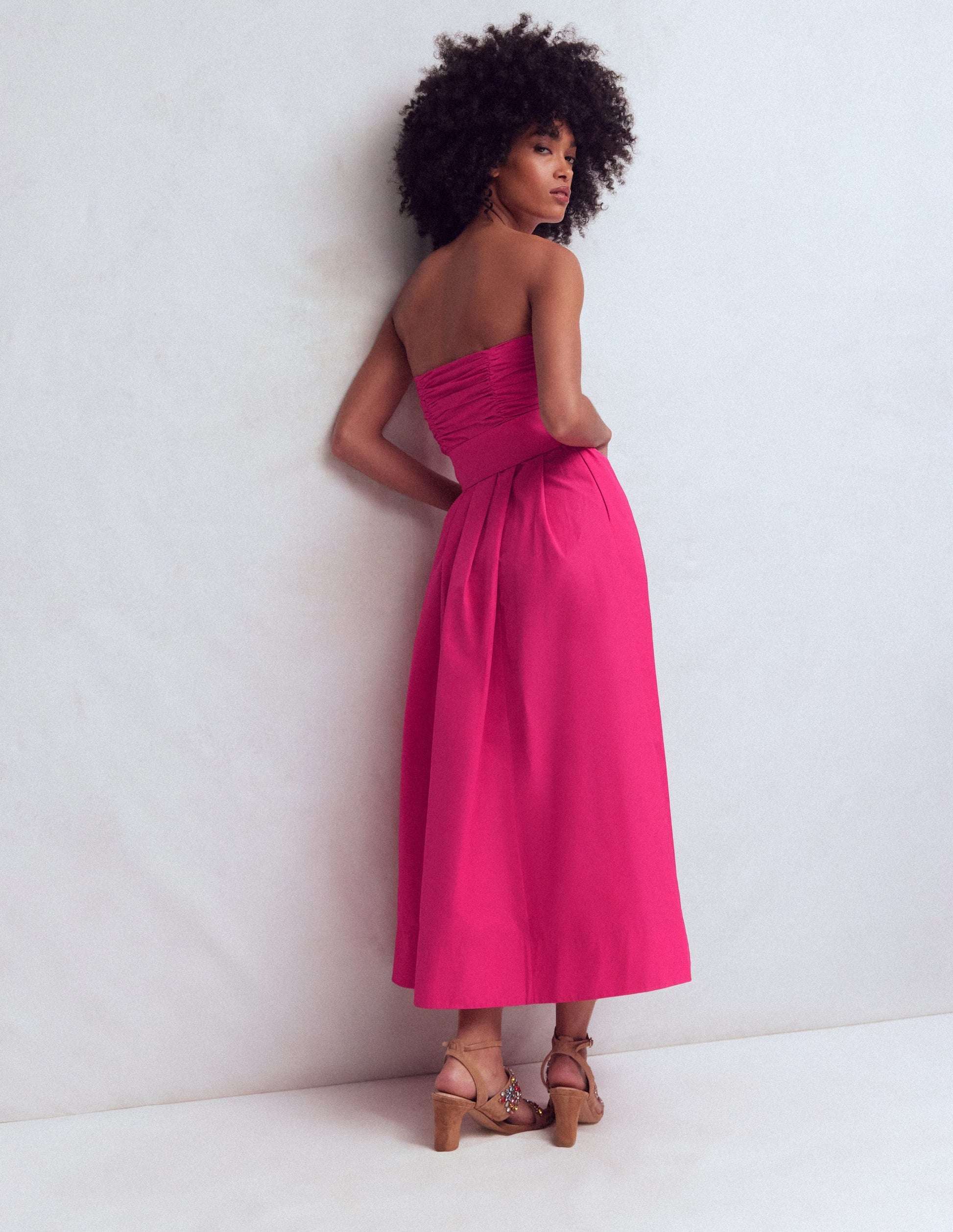 Boden Women's Strapless Taffeta Dress in Pink | Size 10 Boden Women's Strapless Taffeta Dress in Pink | Size 10