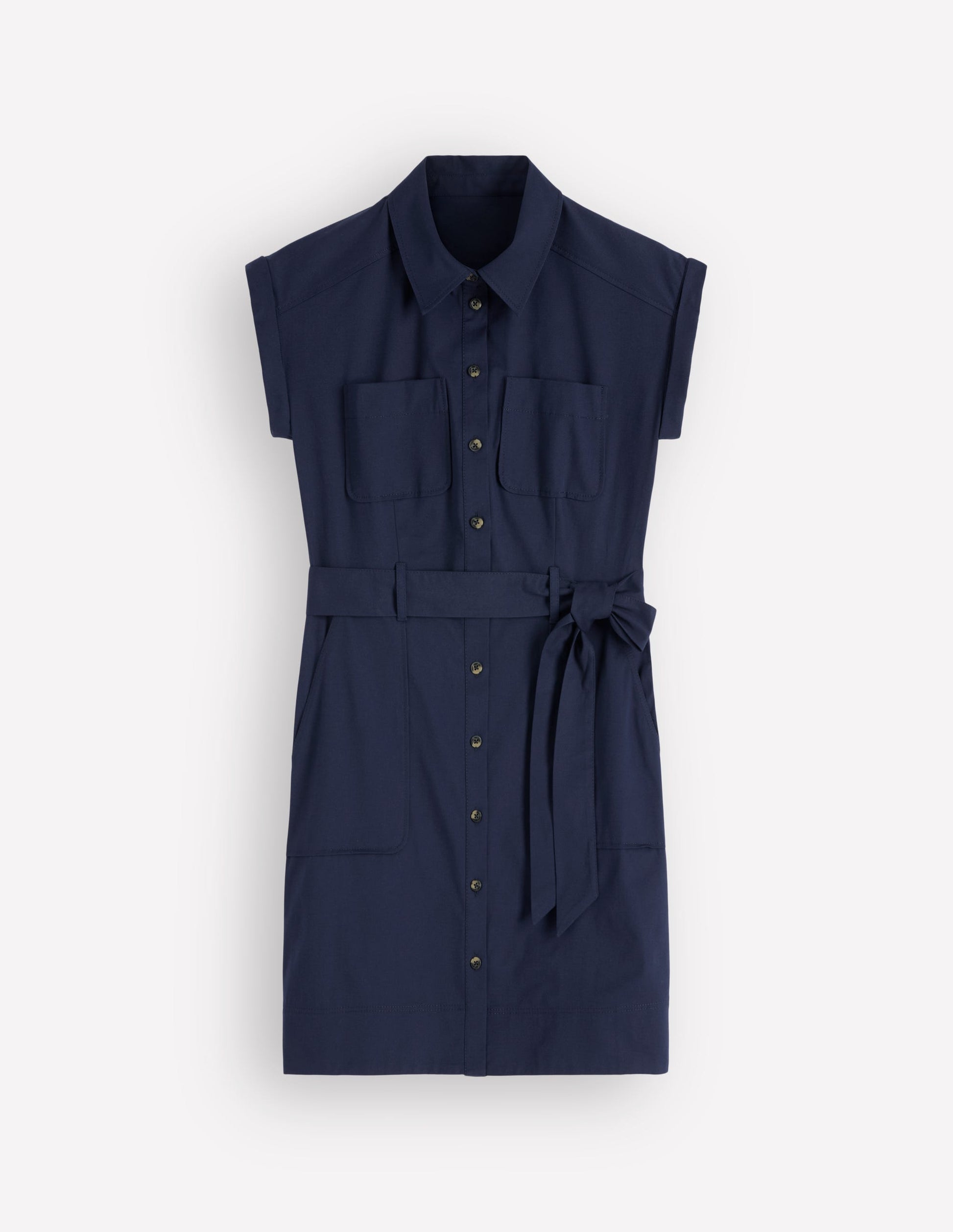 Boden Women's Short Belted Shirt Dress in Blue Boden Women's Short Belted Shirt Dress in Blue