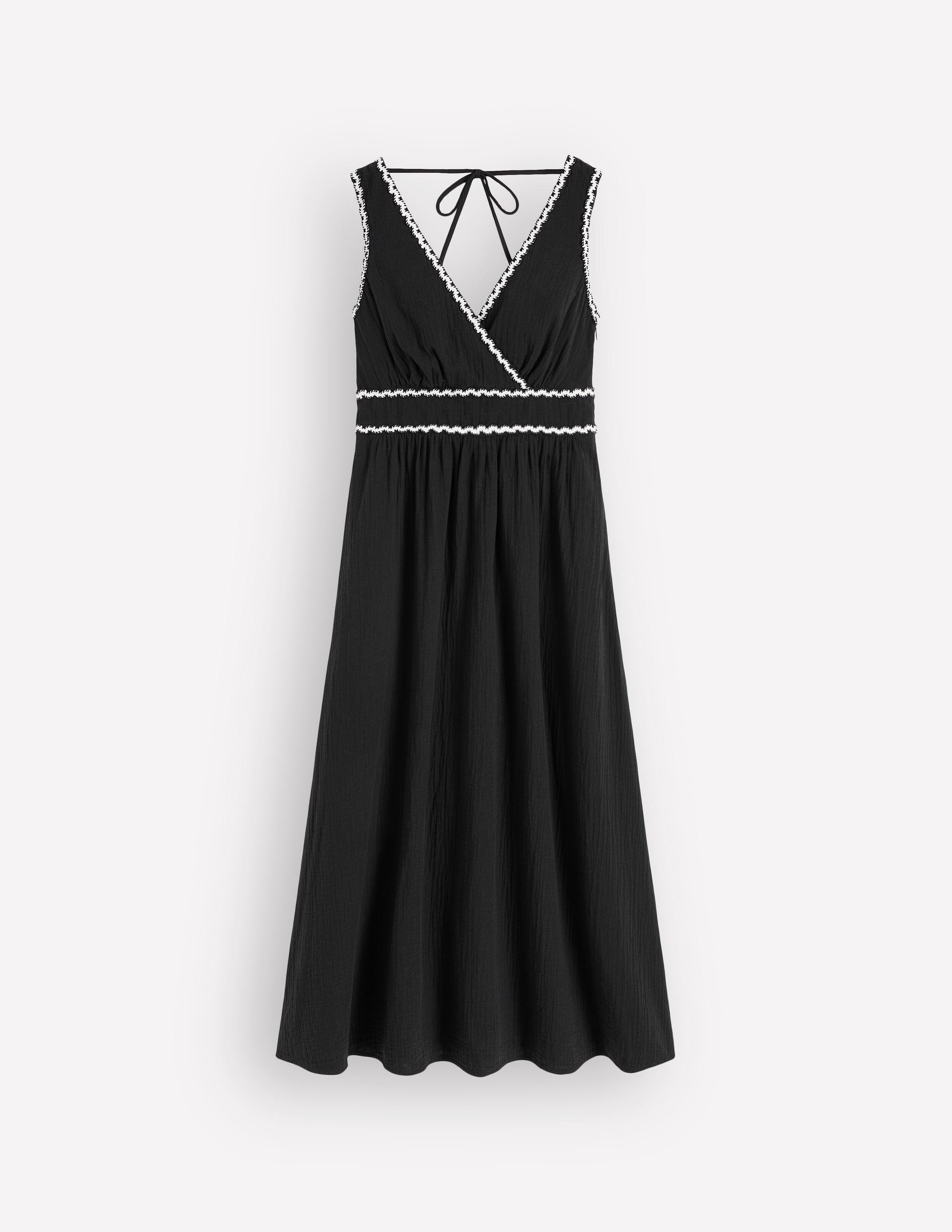 Lorna Trim Double Cloth Dress-Black Ivory-6
