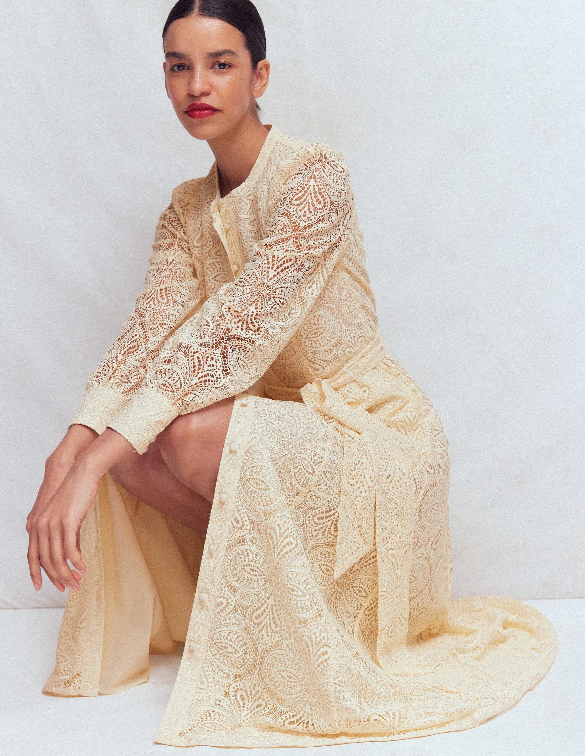 Blouson Sleeve Lace Dress-Ivory Lace | Boden USA Blouson Sleeve Lace Dress-Ivory Lace | Boden USA