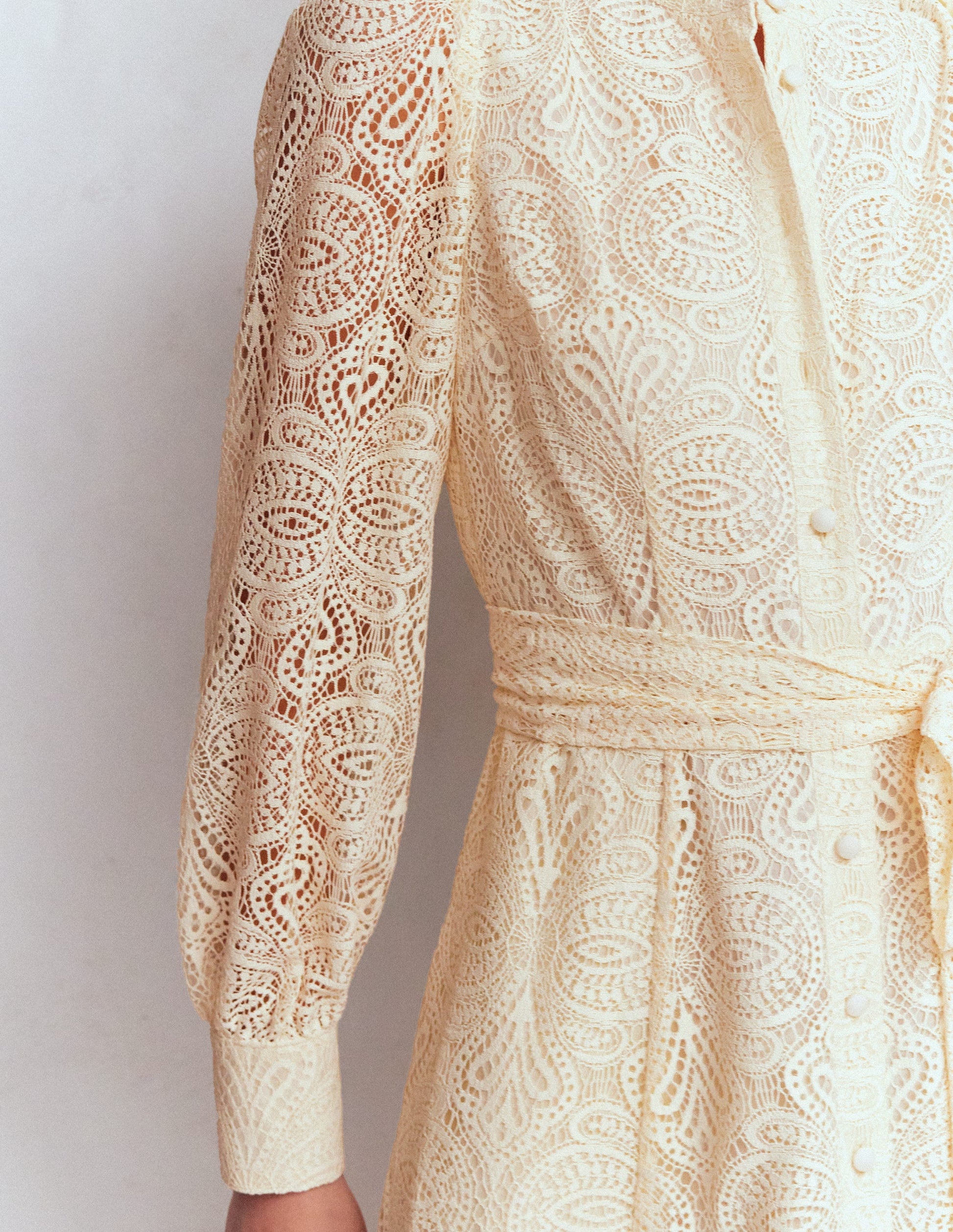 Blouson Sleeve Lace Dress-Ivory Lace-5