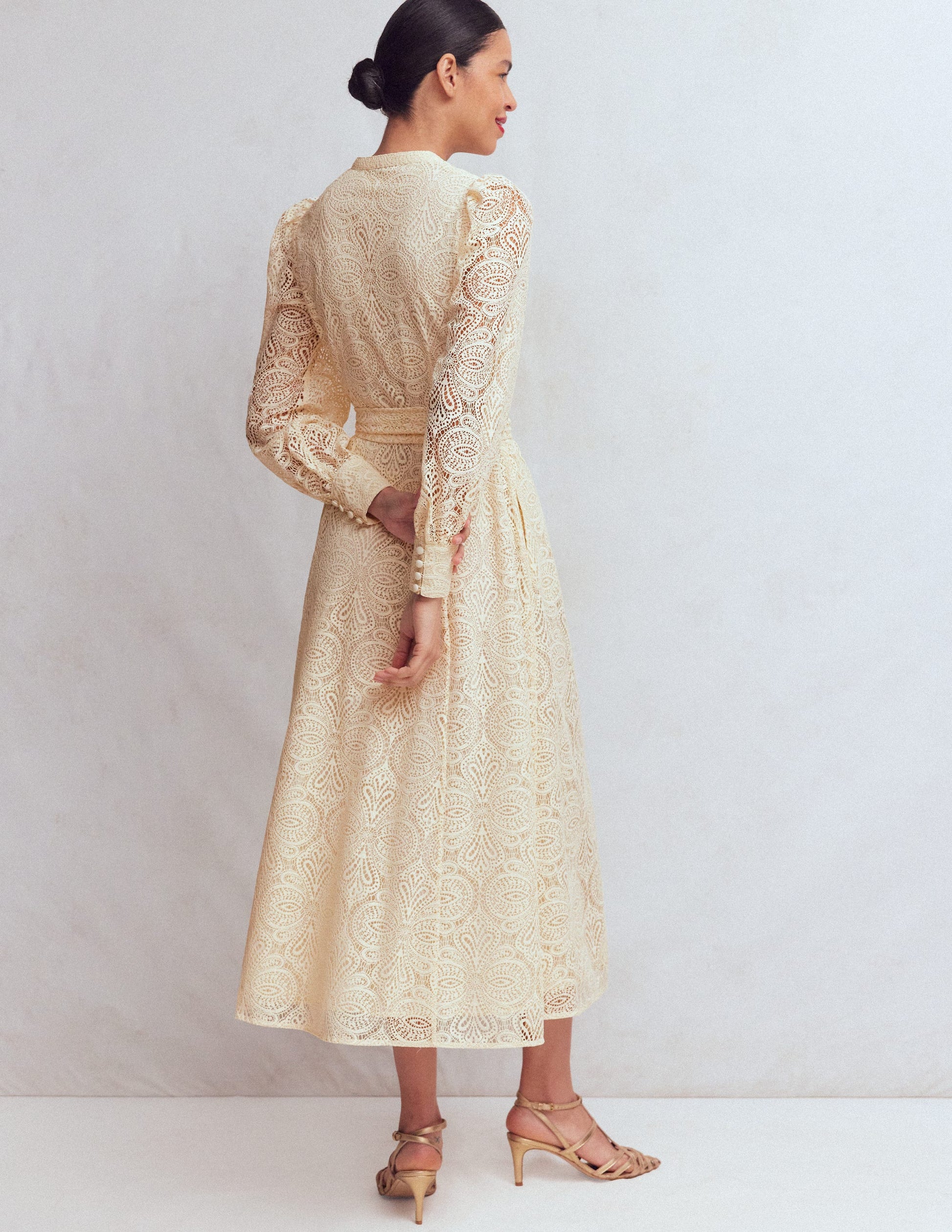 Blouson Sleeve Lace Dress-Ivory Lace | Boden USA Blouson Sleeve Lace Dress-Ivory Lace | Boden USA