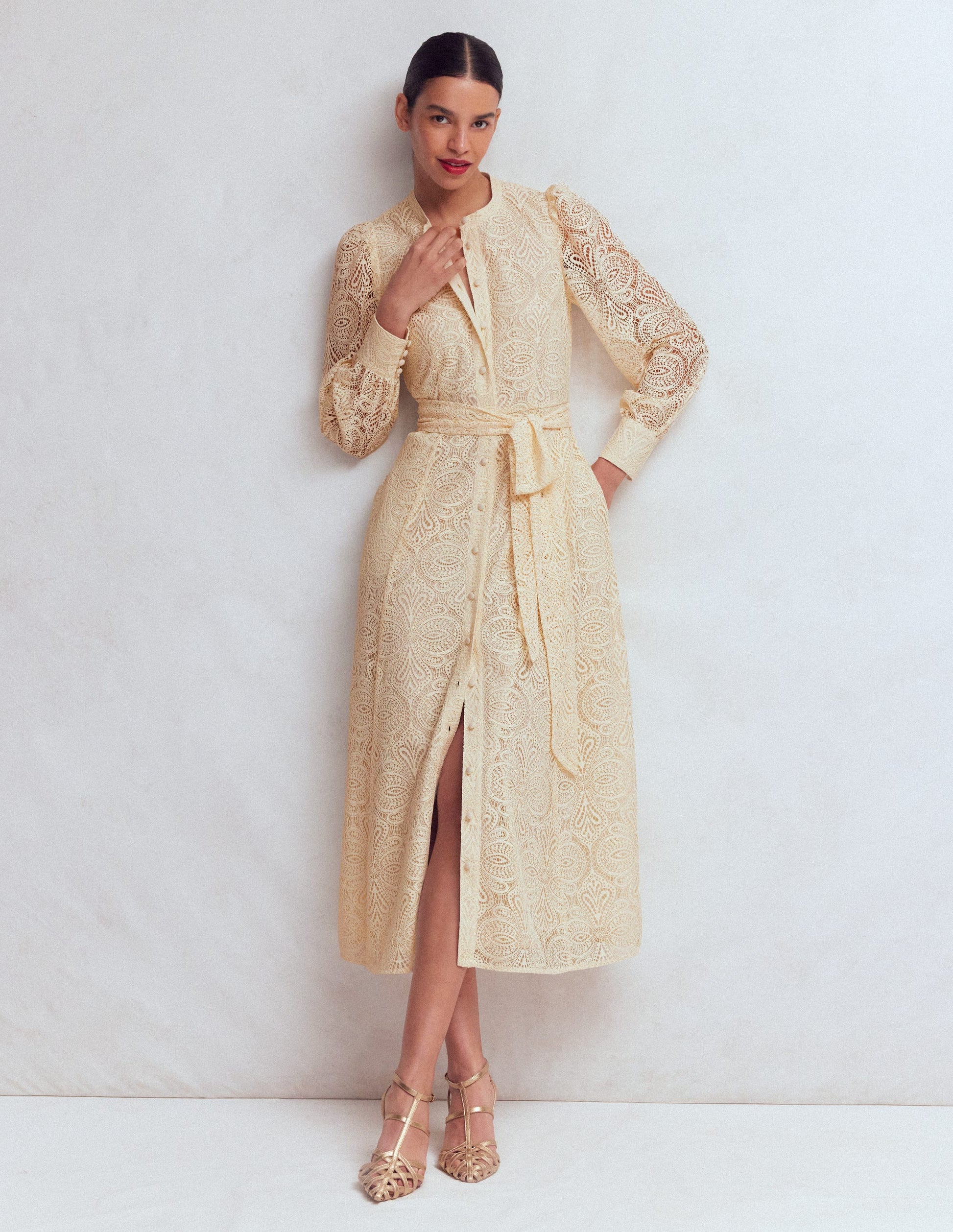 Blouson Sleeve Lace Dress-Ivory Lace | Boden USA Blouson Sleeve Lace Dress-Ivory Lace | Boden USA
