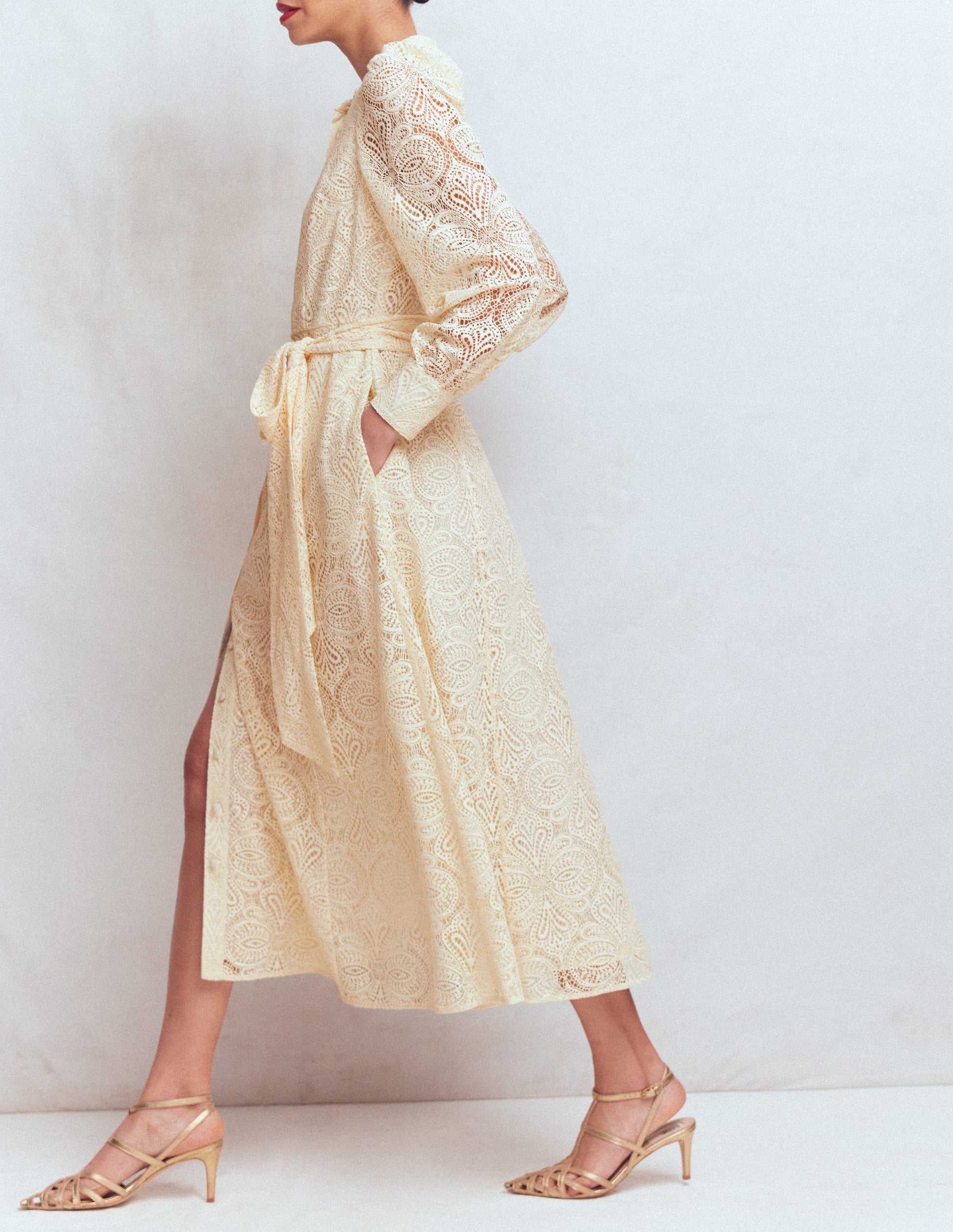 Blouson Sleeve Lace Dress-Ivory Lace | Boden USA Blouson Sleeve Lace Dress-Ivory Lace | Boden USA