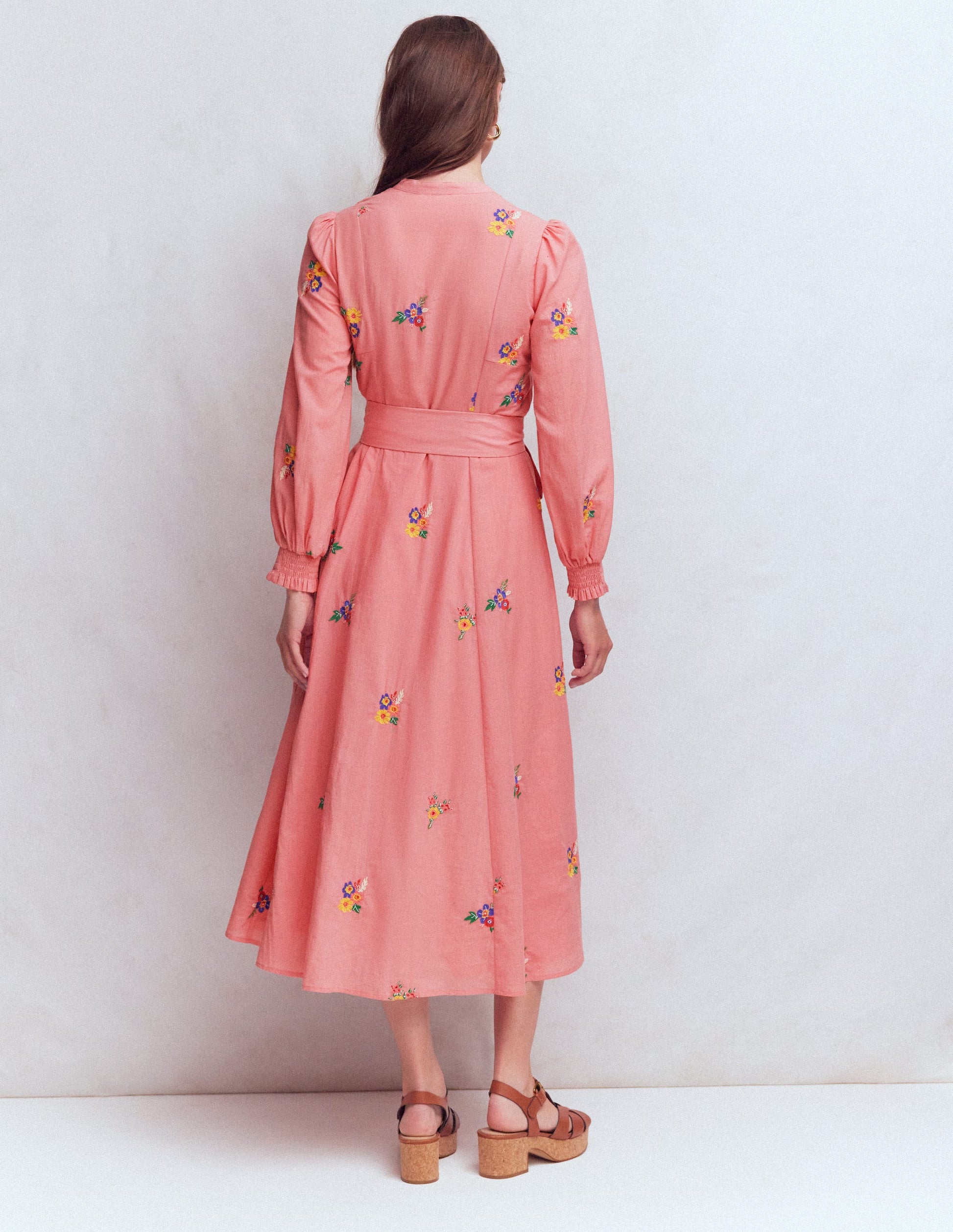 Boden Women's Embroidered Shirt Dress in Pink | Size 14 Boden Women's Embroidered Shirt Dress in Pink | Size 14