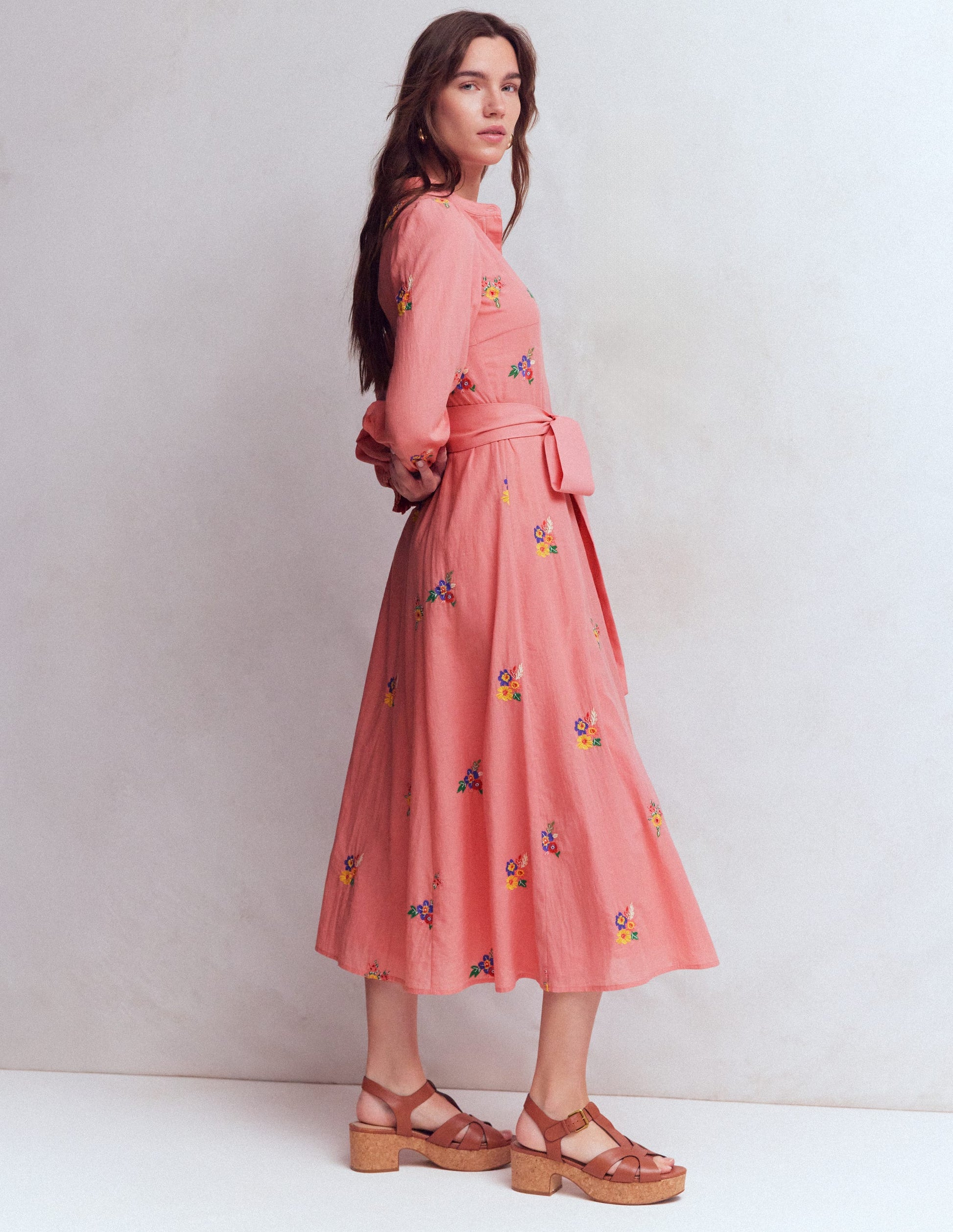 Embroidered Shirt Dress-Pink Embroidery-7