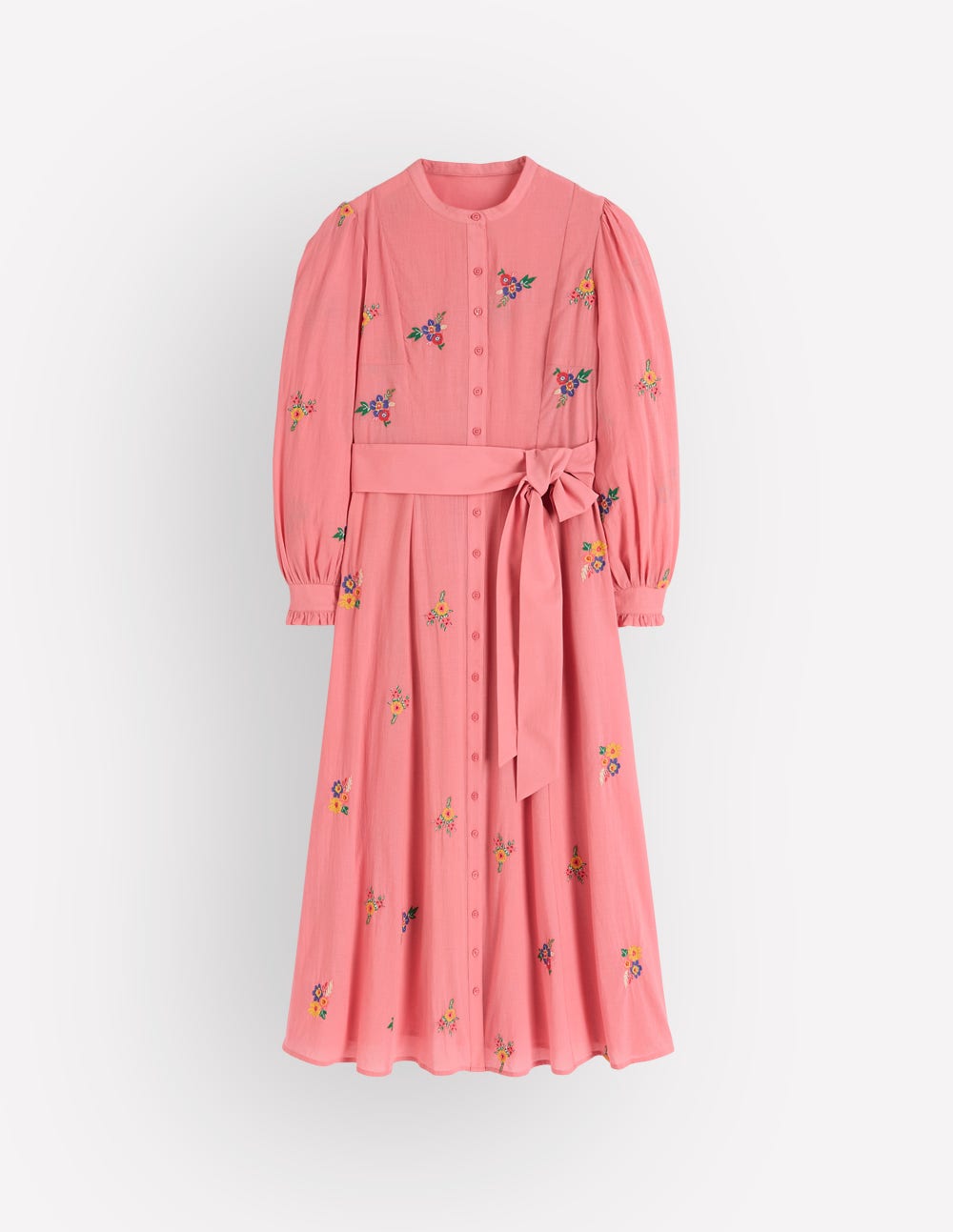 Embroidered Shirt Dress-Pink Embroidery-9