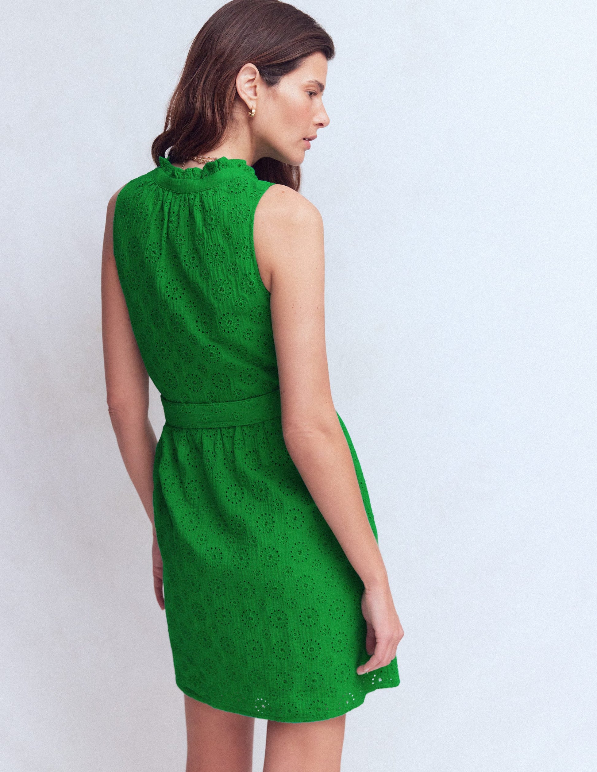 Viv Double Cloth Short Dress-Highland Green Broderie | Boden USA Viv Double Cloth Short Dress-Highland Green Broderie | Boden USA