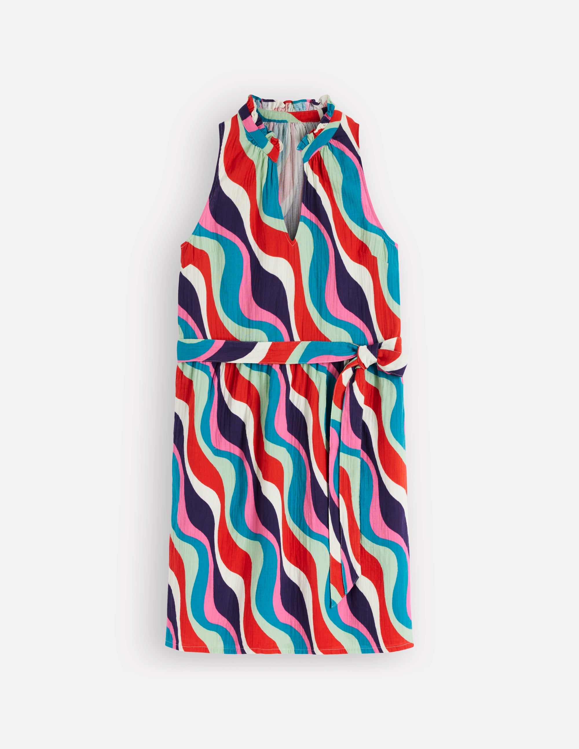 Viv Double Cloth Short Dress-Multi, Rythmic Wave - Image 6