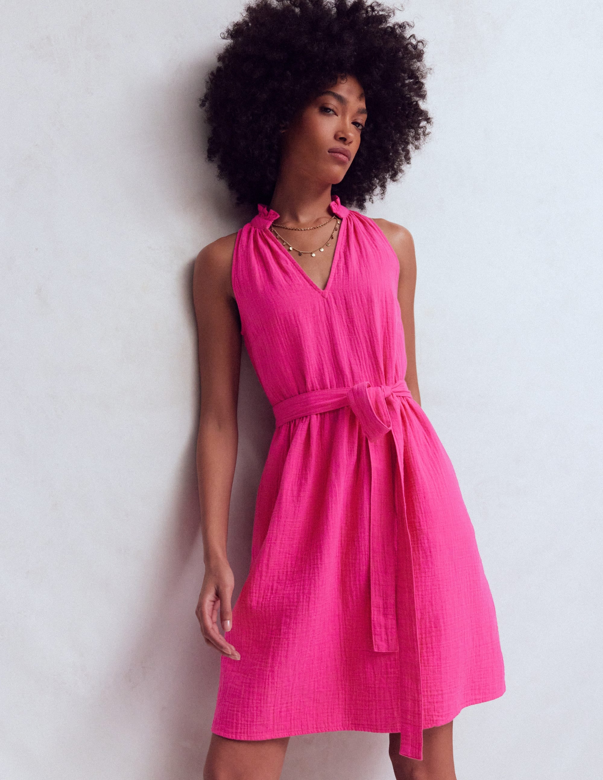 Viv Double Cloth Short Dress-Pink Peony | Boden USA