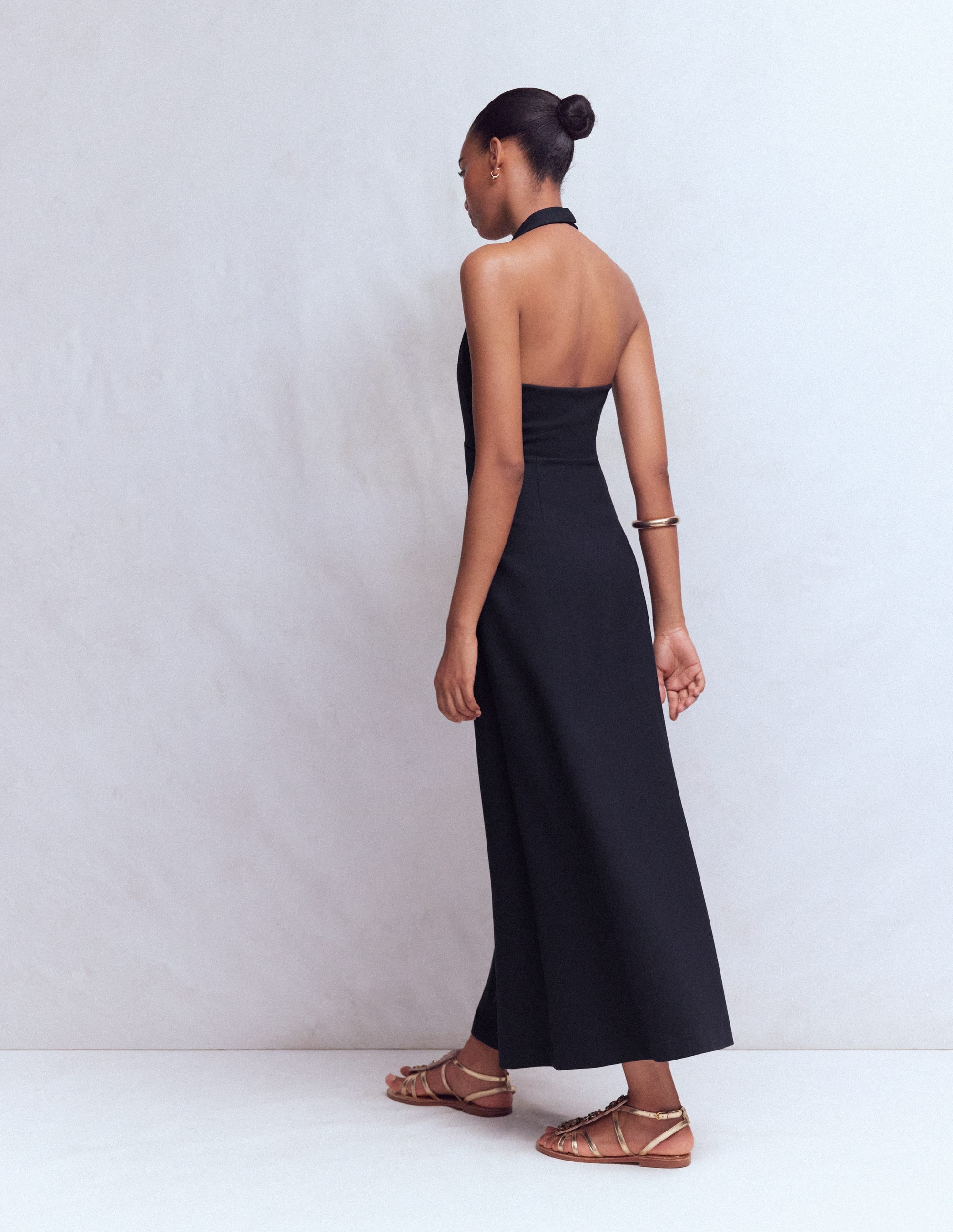 Halter Neck Jersey Maxi Dress-Navy | Boden USA