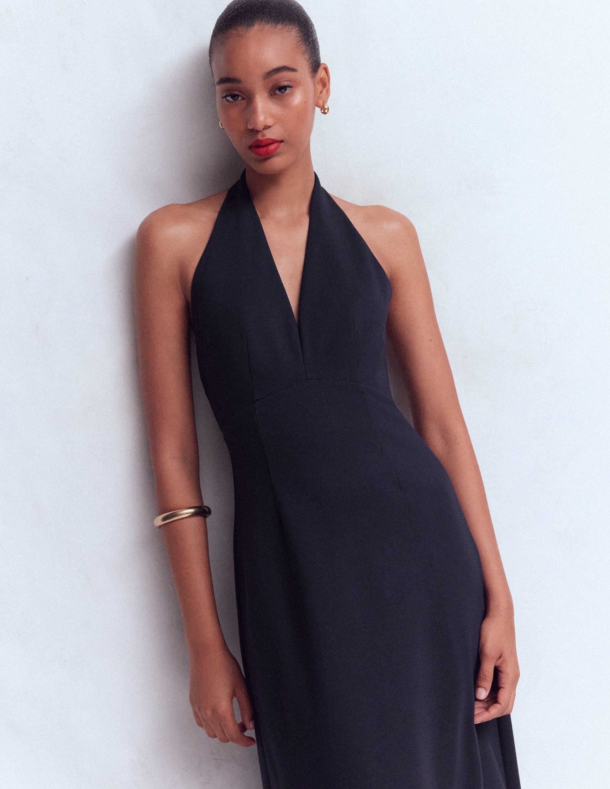 Halter Neck Jersey Maxi Dress-Navy | Boden USA Halter Neck Jersey Maxi Dress-Navy | Boden USA