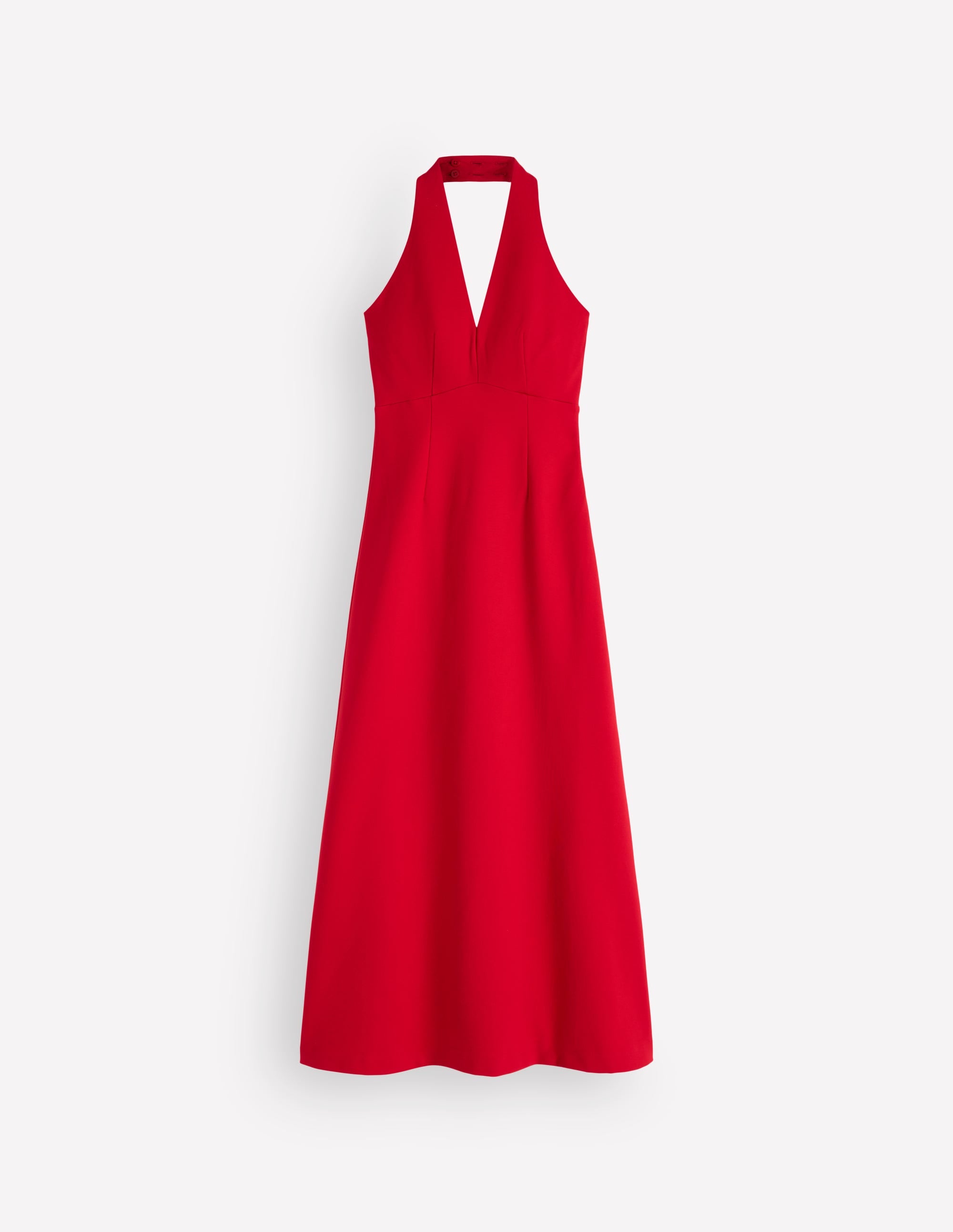 Halter Neck Empire Maxi Dress-Red - Image 5