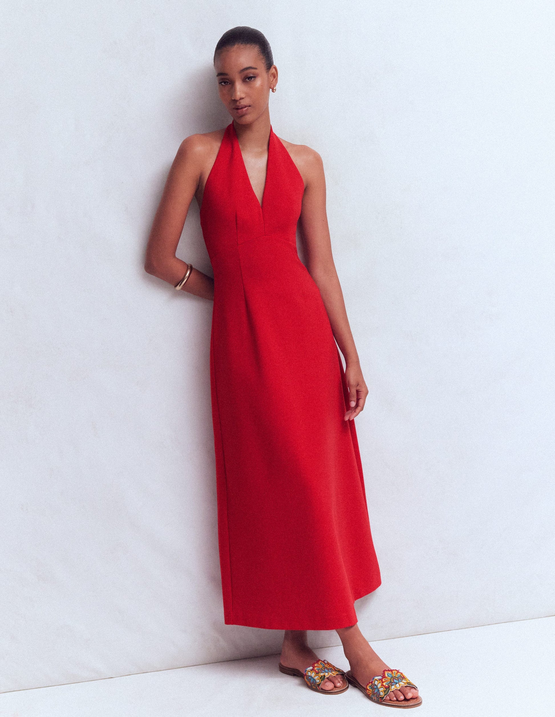 Halter Neck Jersey Maxi Dress-Red | Boden USA