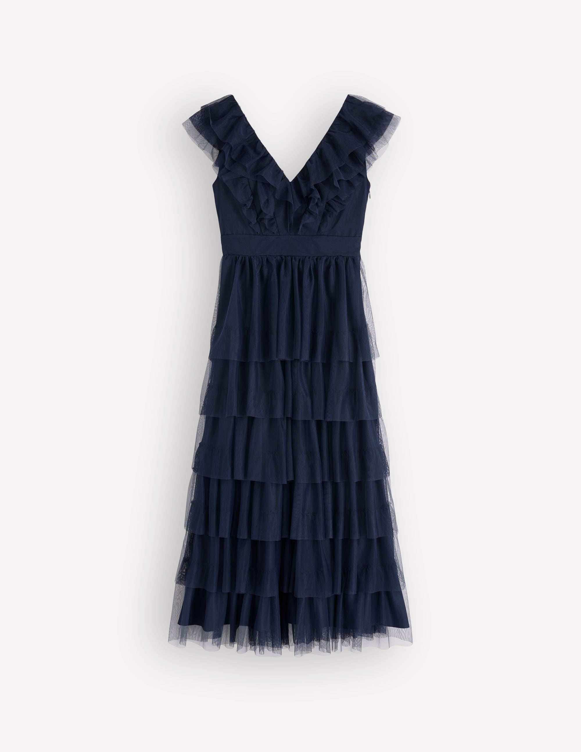 Ruffle Tulle Tiered Dress-Navy | Boden USA