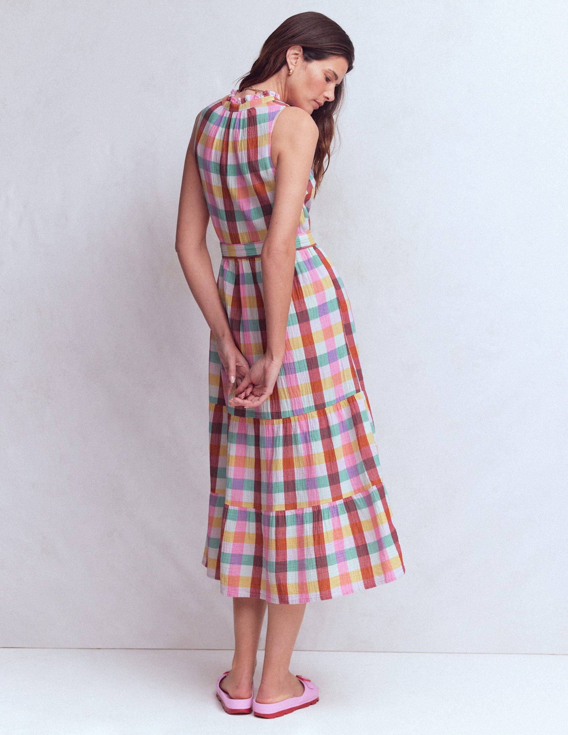 Viv Double Cloth Maxi Dress-Multi Check | Boden USA Viv Double Cloth Maxi Dress-Multi Check | Boden USA