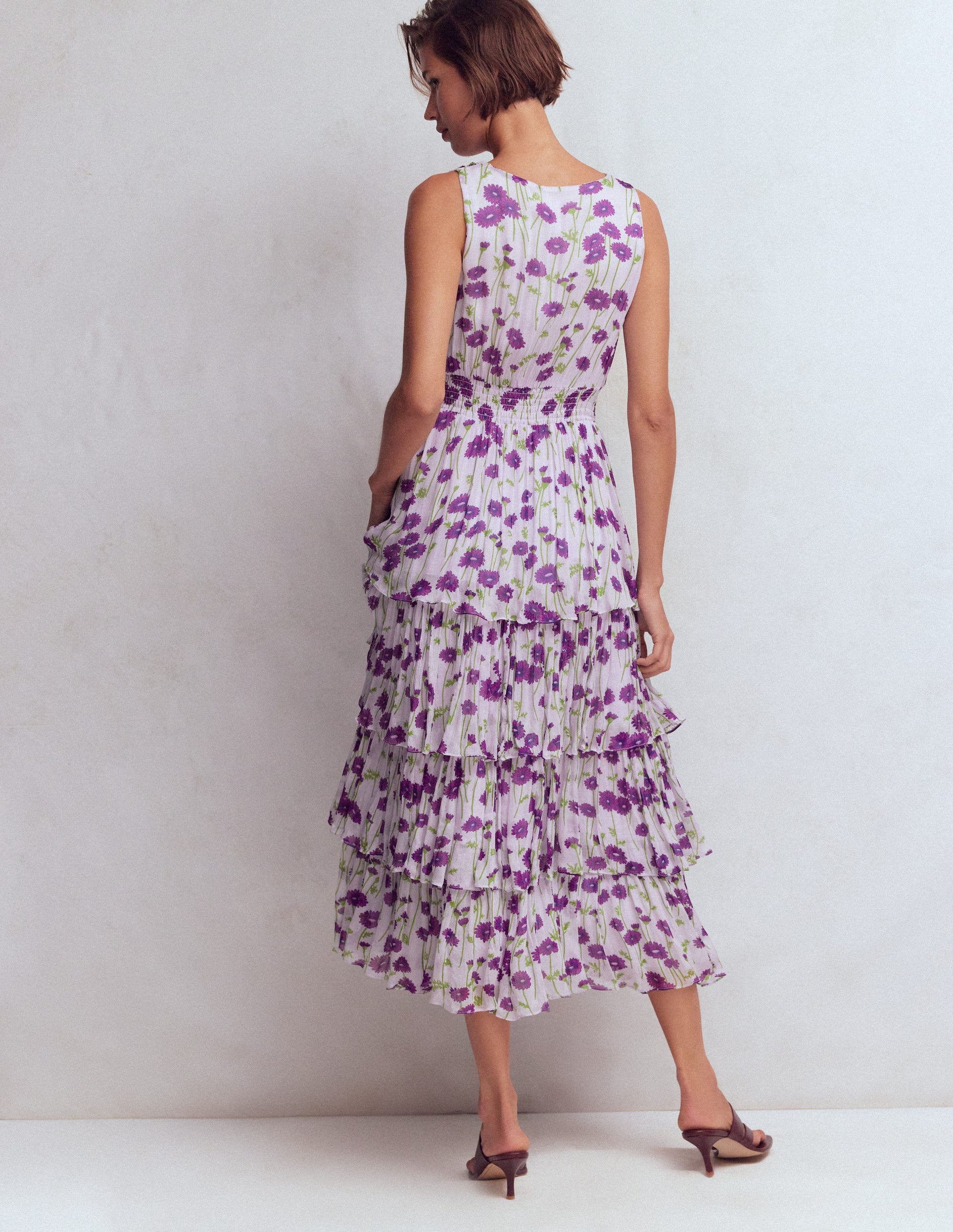 Boden Women's Tiered Sleeveless Dress in Purple Boden Women's Tiered Sleeveless Dress in Purple