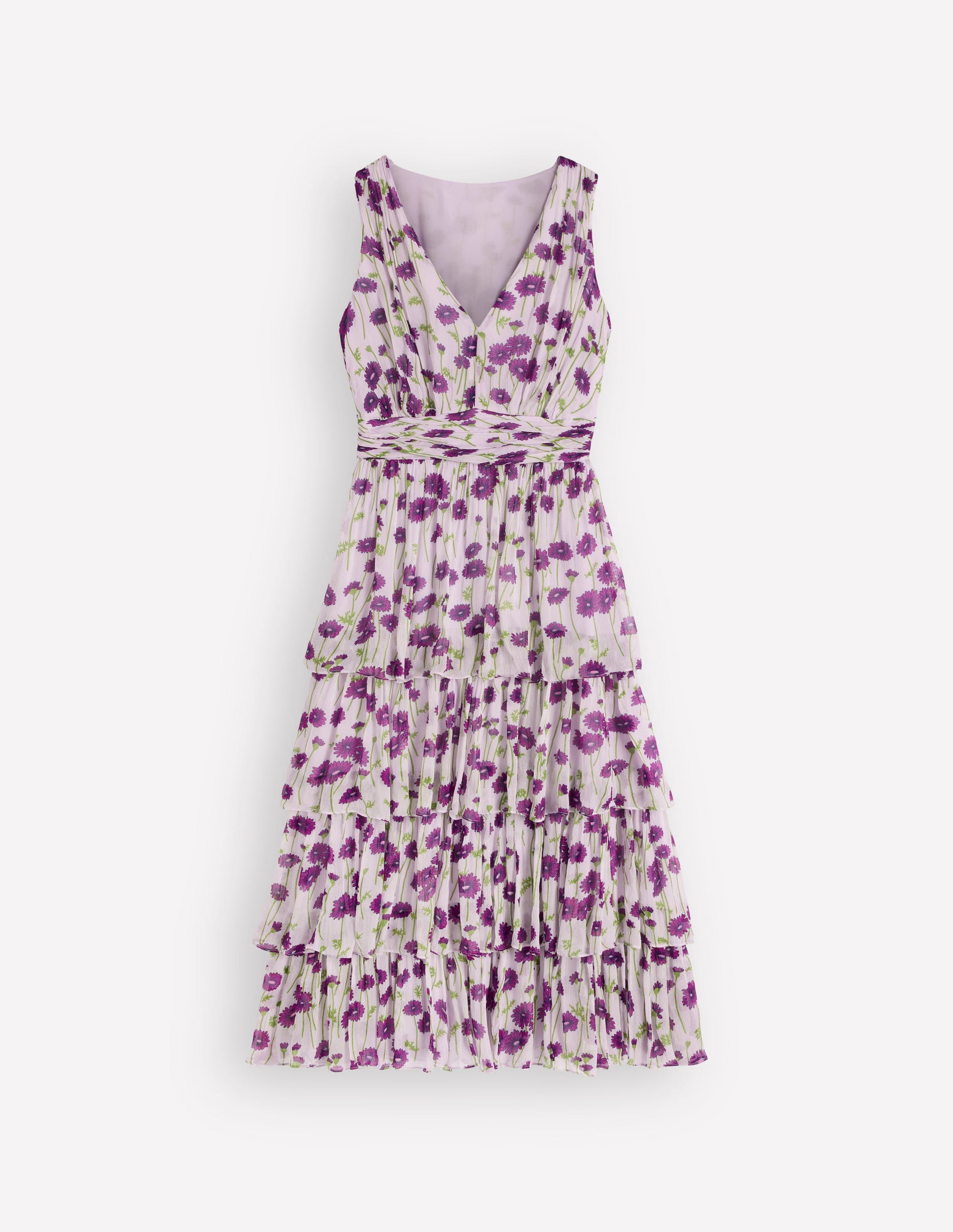 purple and white flower dress Boden Women's Tiered Sleeveless Dress in Purple