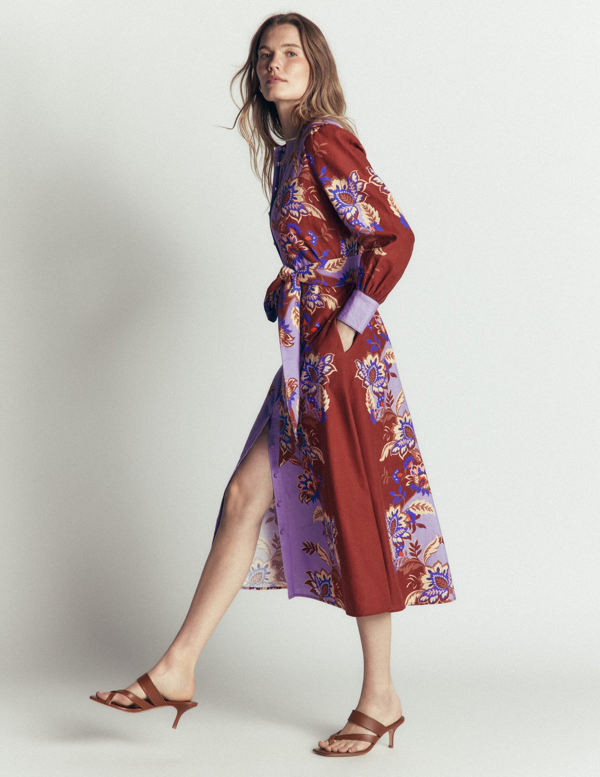 Blouson Sleeve Occasion Dress-Multi Super Bloom-4