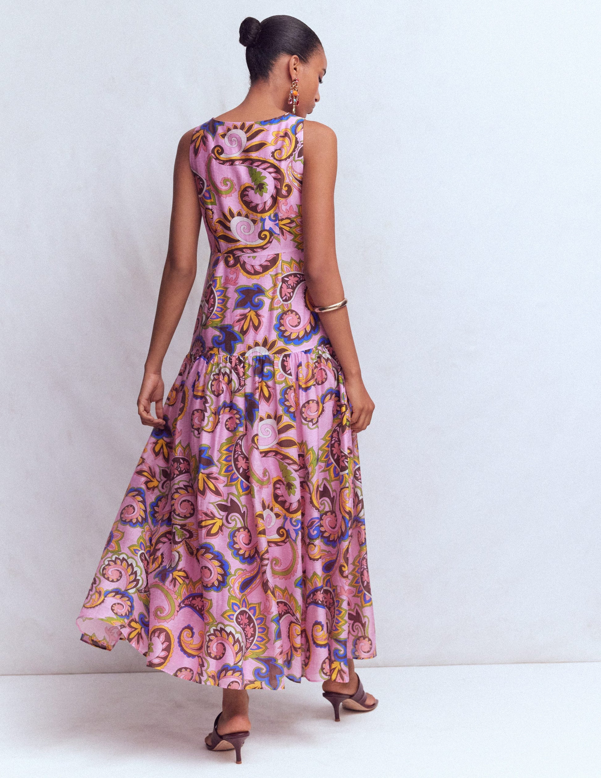 Drop Waist Sleeveless Dress-Multi Paisley Frenzy-4