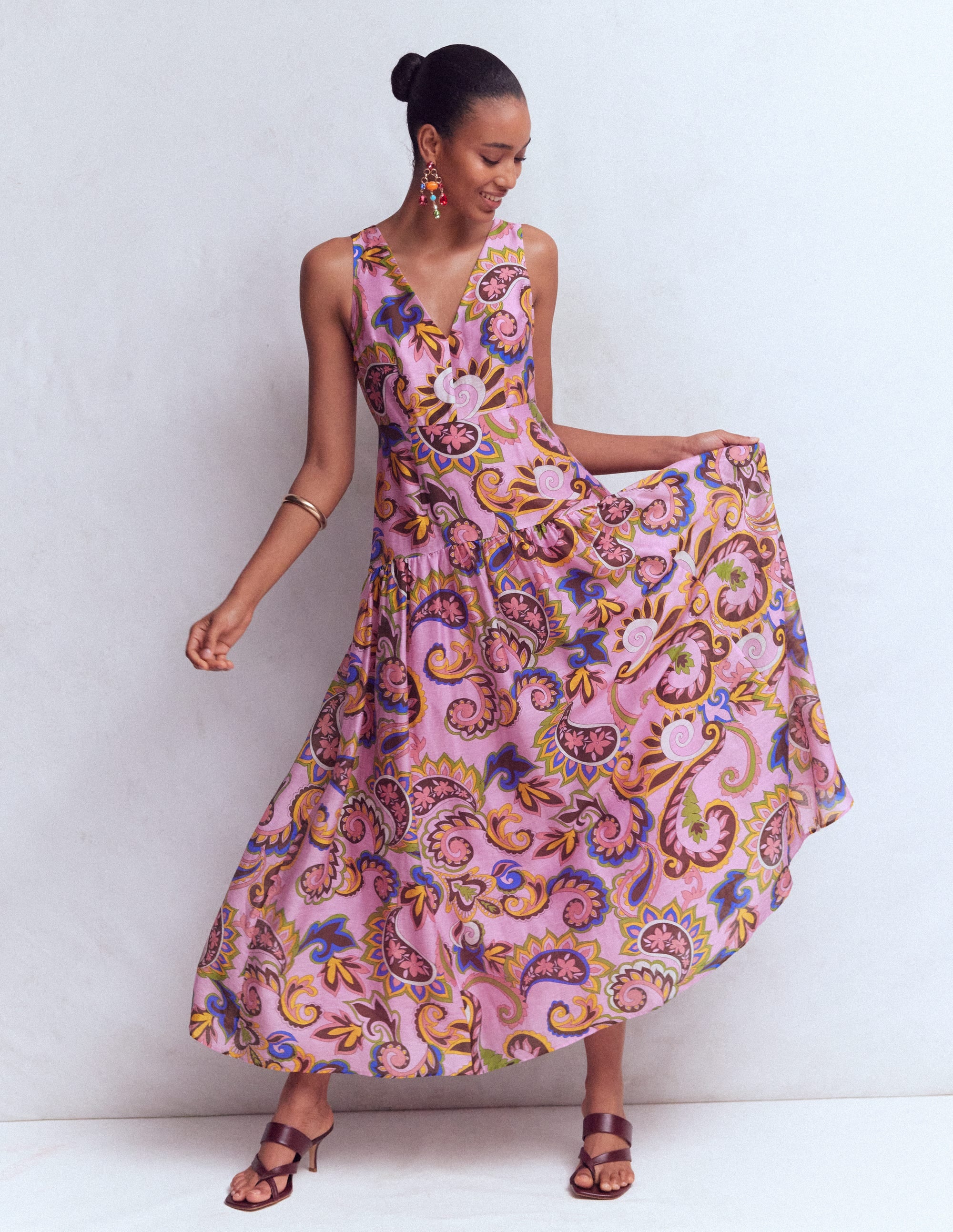 Drop Waist Sleeveless Dress-Multi, Paisley Frenzy - Image 5