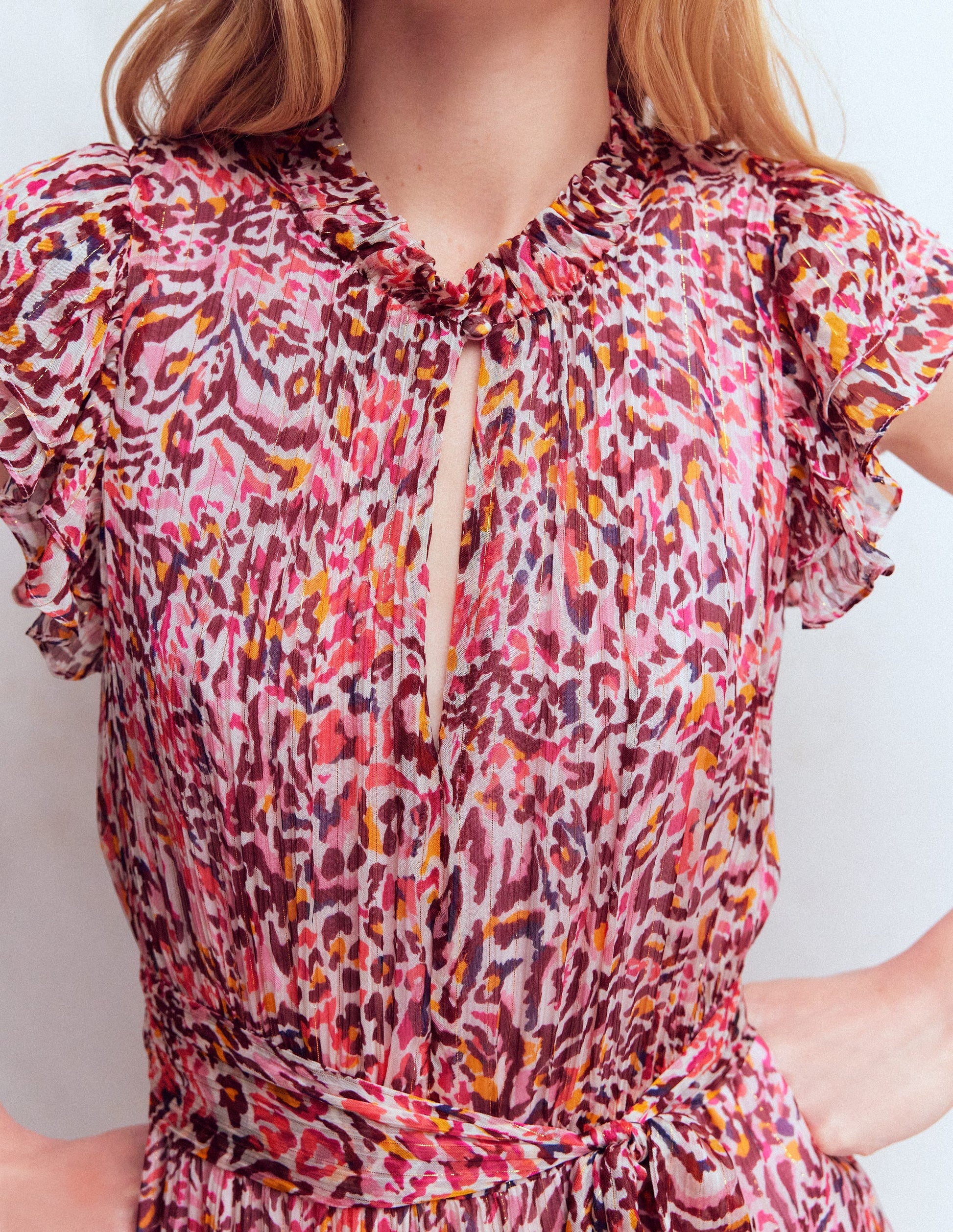 High Neck Sleeveless Dress-Multi Leopard Flow-3