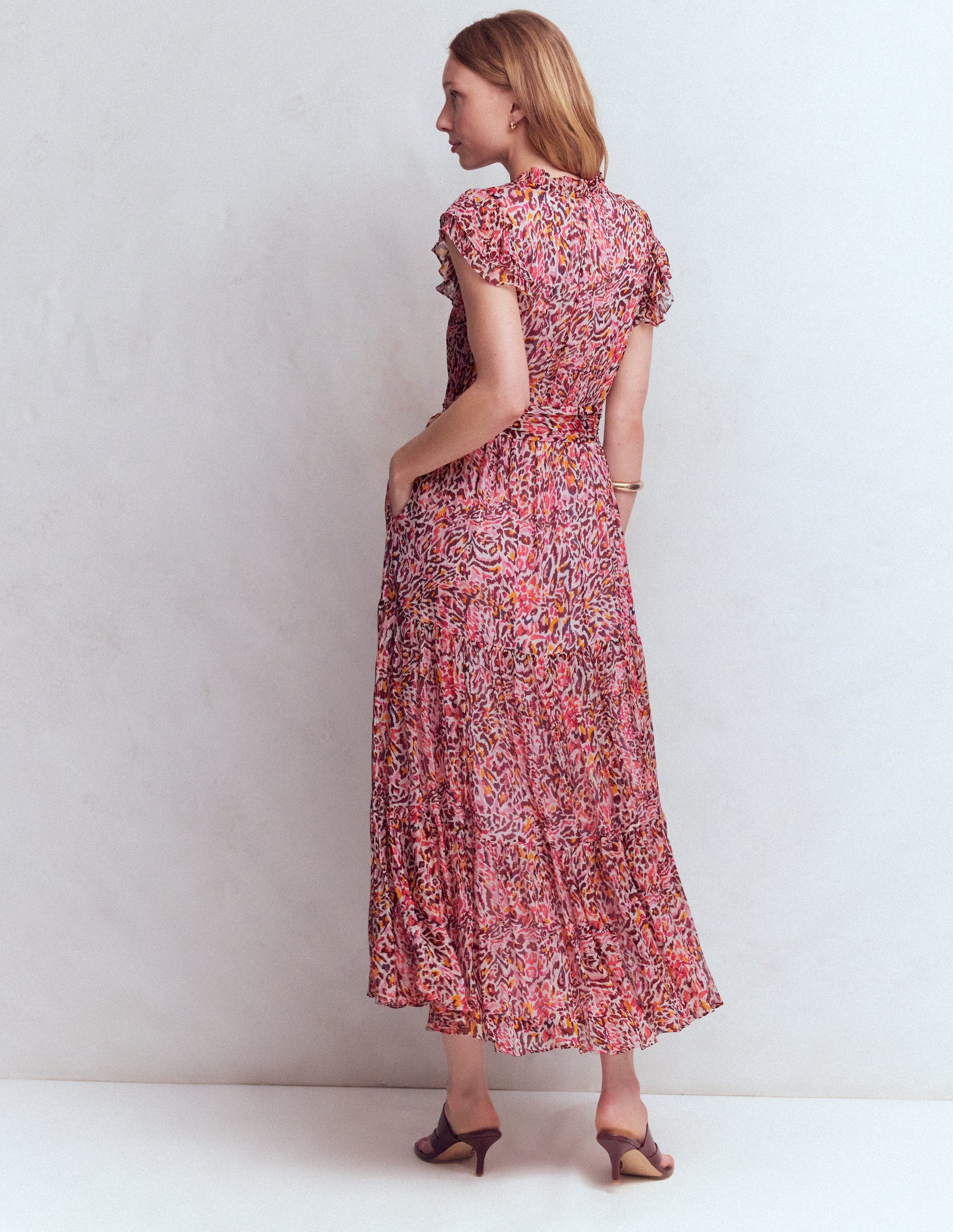 high neck maxi dress pattern High Neck Sleeveless Dress-Multi Leopard Flow
