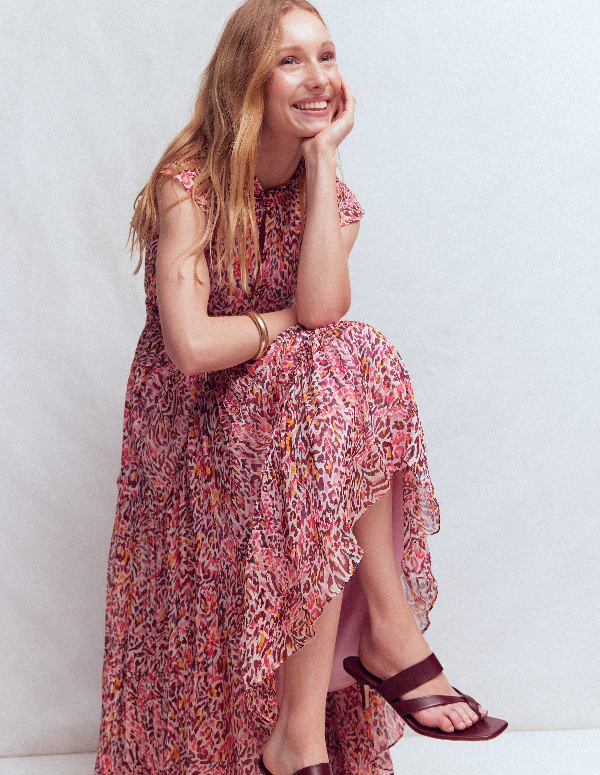 high neck sleeveless dress maxi High Neck Sleeveless Dress-Multi Leopard Flow