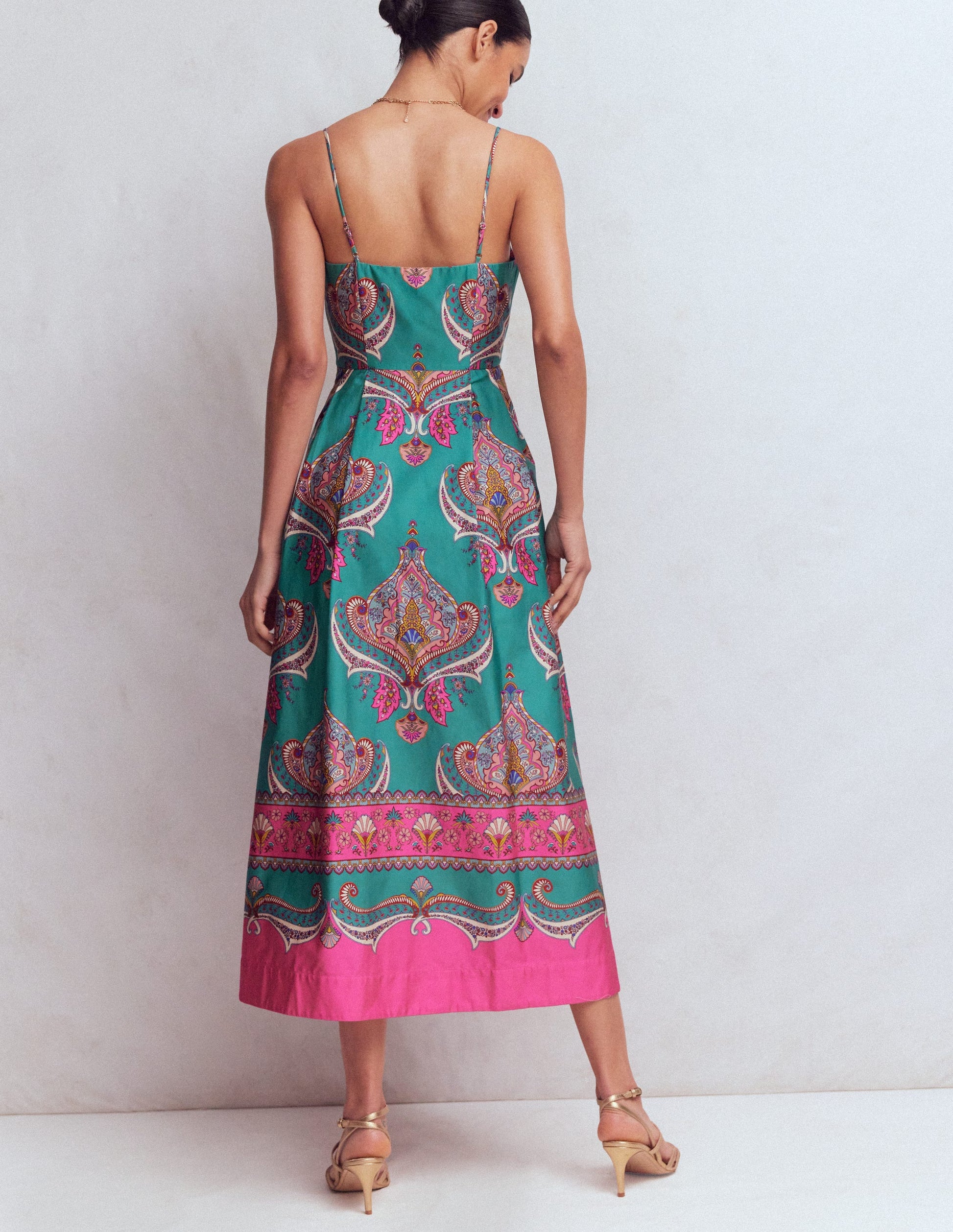 Empire Poplin Occasion Dress-Aurora Blue,  Ornamental Charm-5