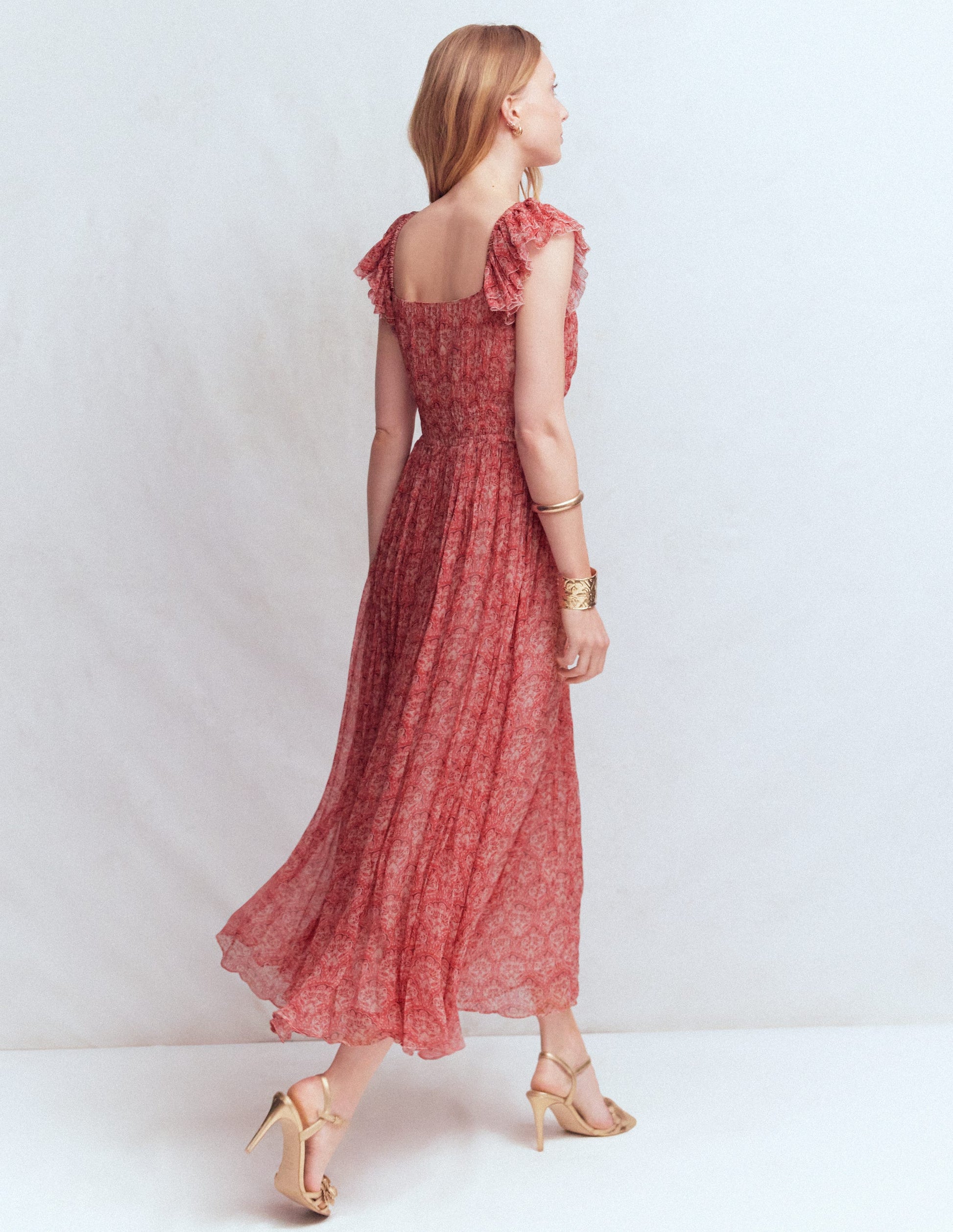 chiffon maxi dress for women Boden Women's Crinkle Chiffon Maxi Dress in Pink