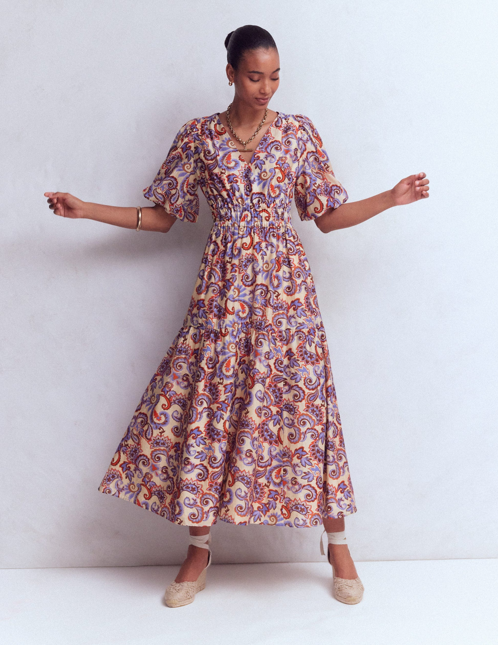 Irene Occasion Dress-Almond Milk, Paisley-2
