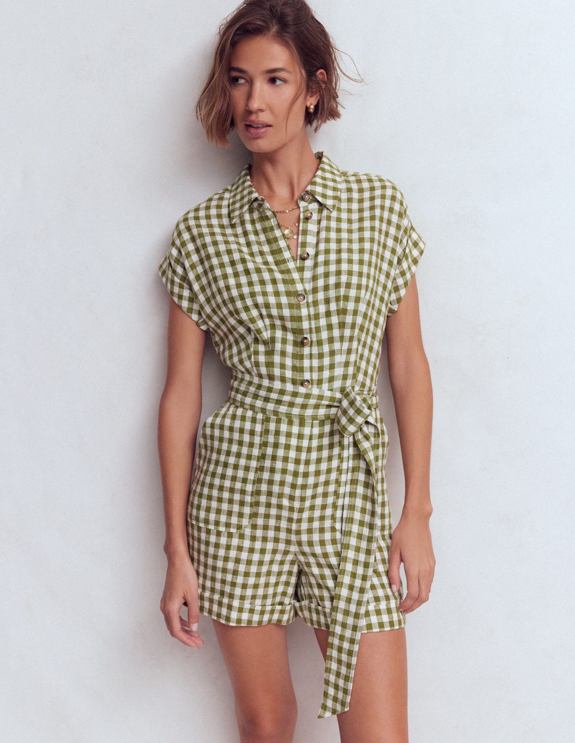 womens playsuit dress Boden Women's Kay Linen Playsuit in Green