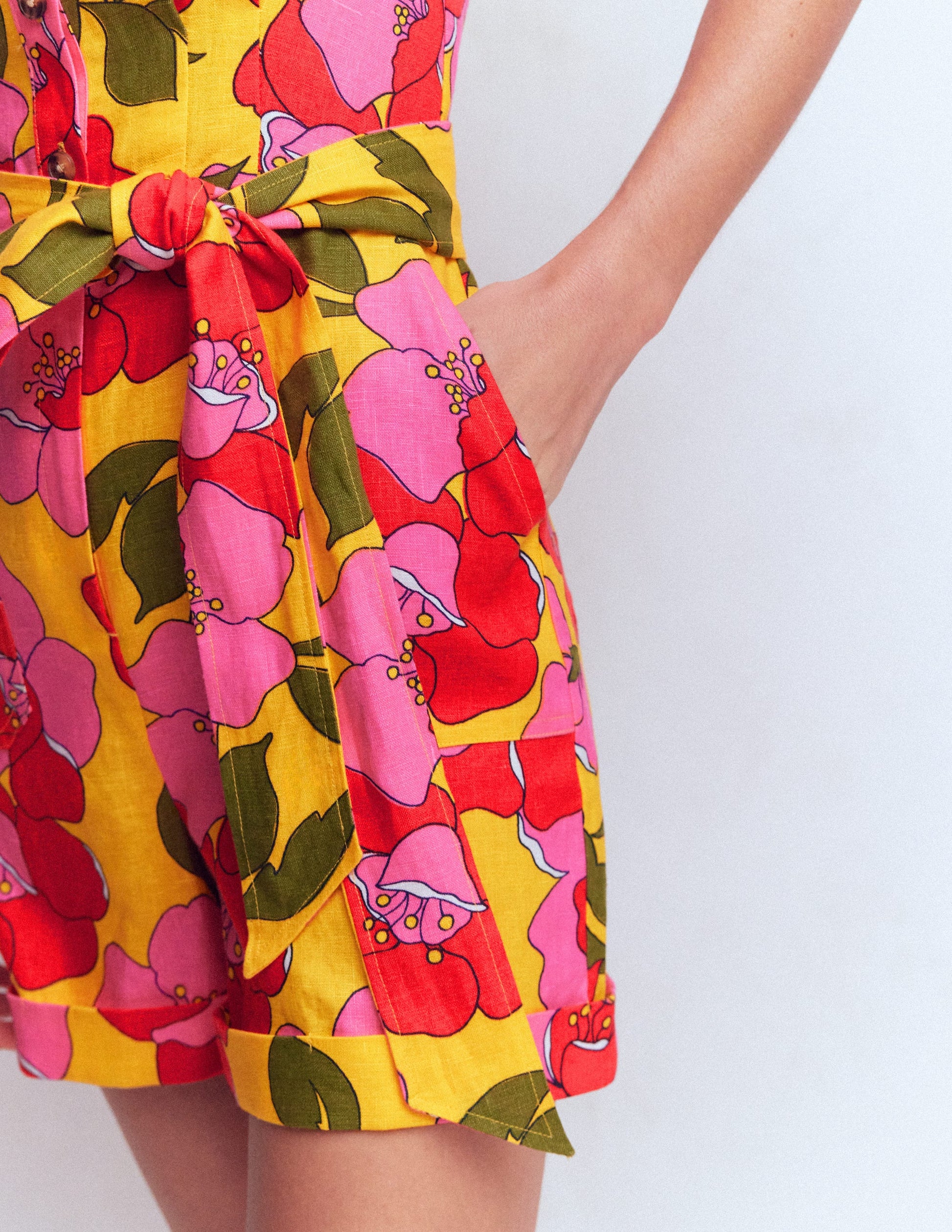 Kay Linen Playsuit-Yellow Radiant Bloom-3