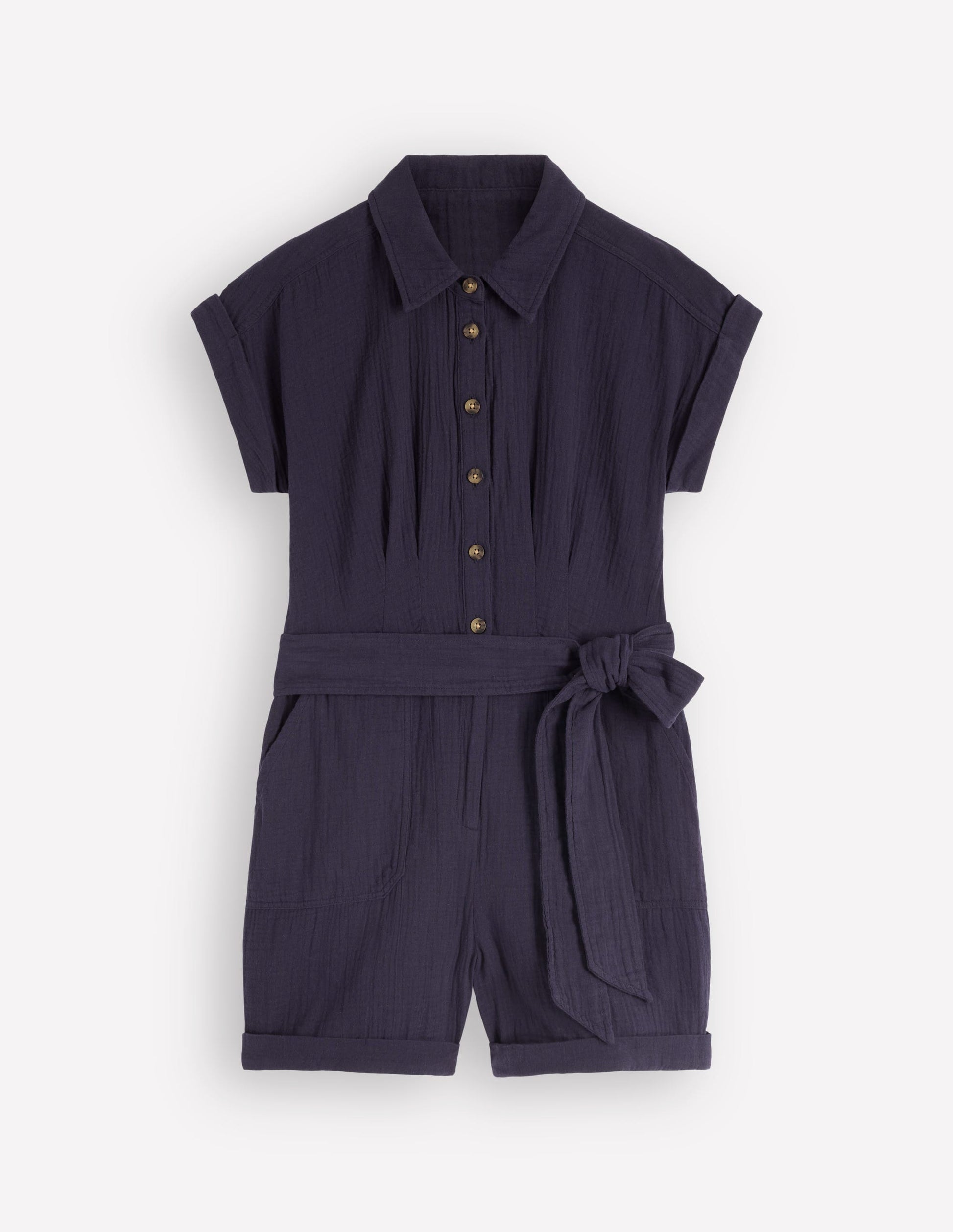 Kay Double Cloth Playsuit-Navy-6