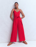 Strappy Linen Jumpsuit-Salsa