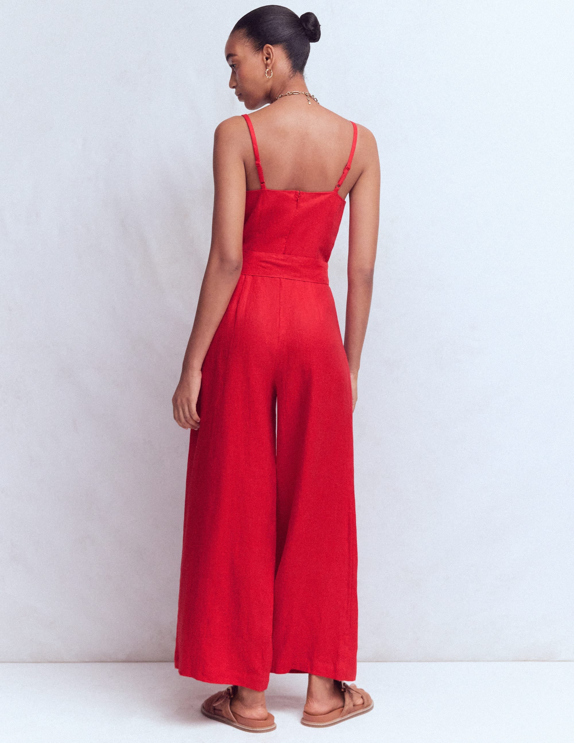 Strappy Linen Jumpsuit-Salsa - Image 3