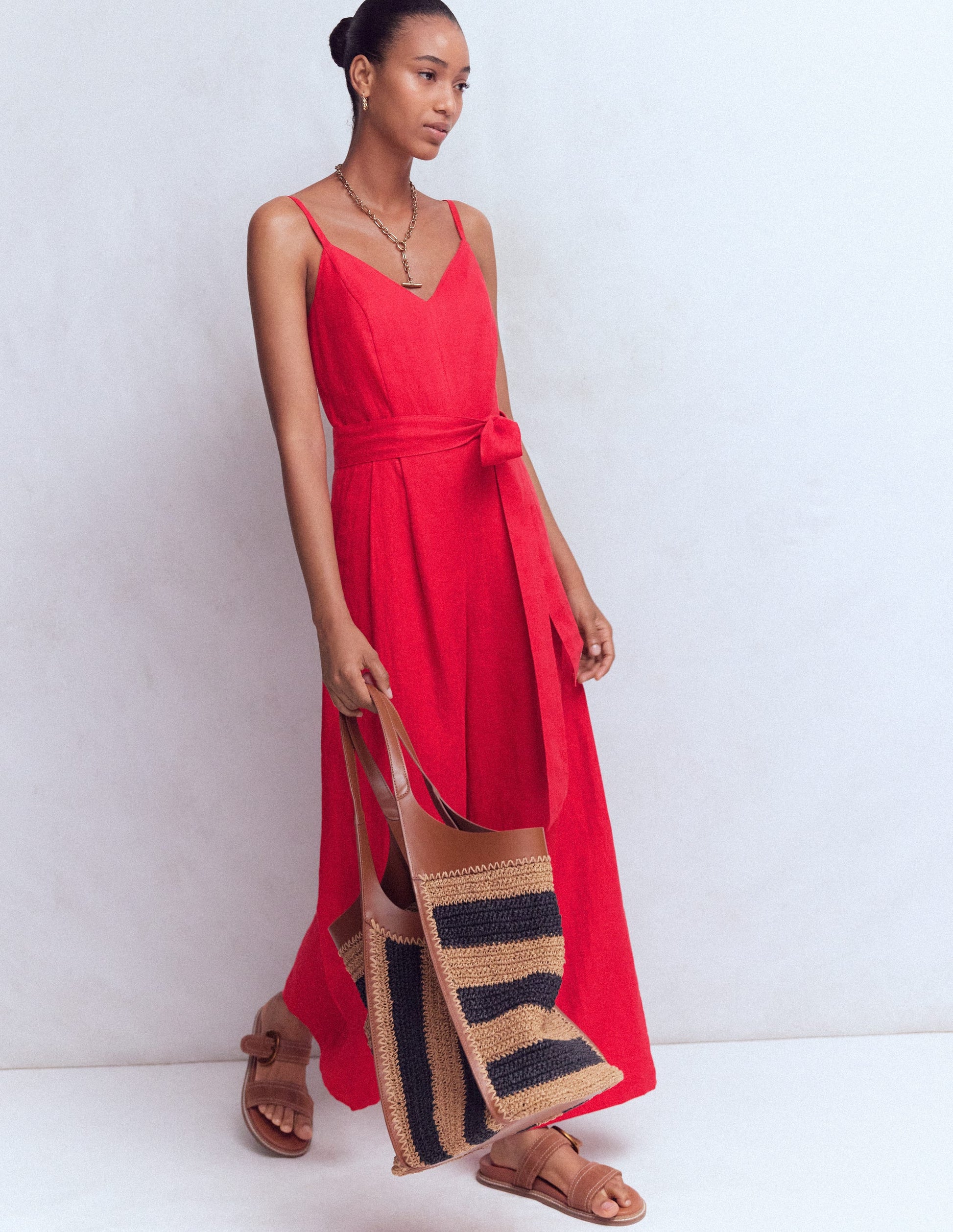 Strappy Linen Jumpsuit-Salsa-5