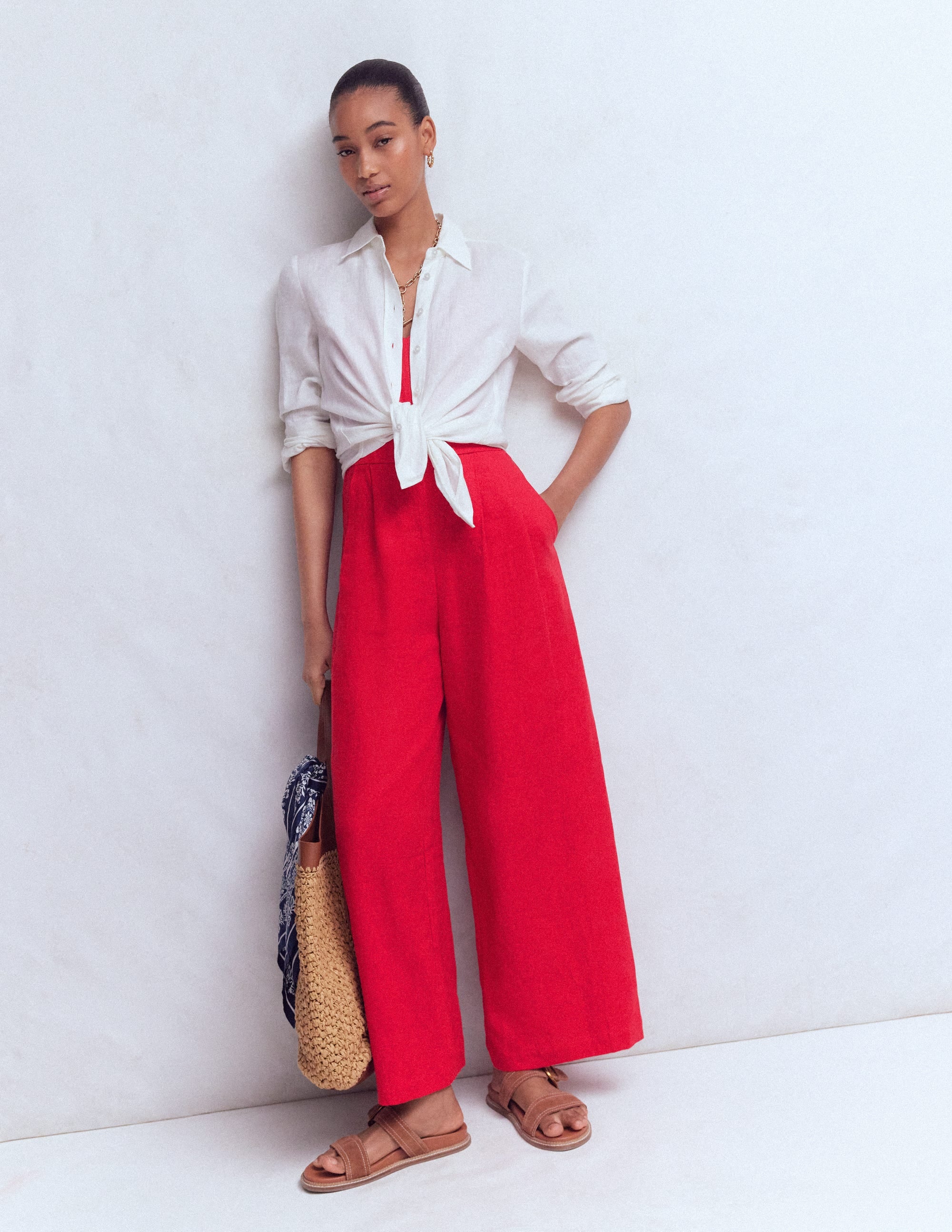 Strappy Linen Jumpsuit-Salsa - Image 6