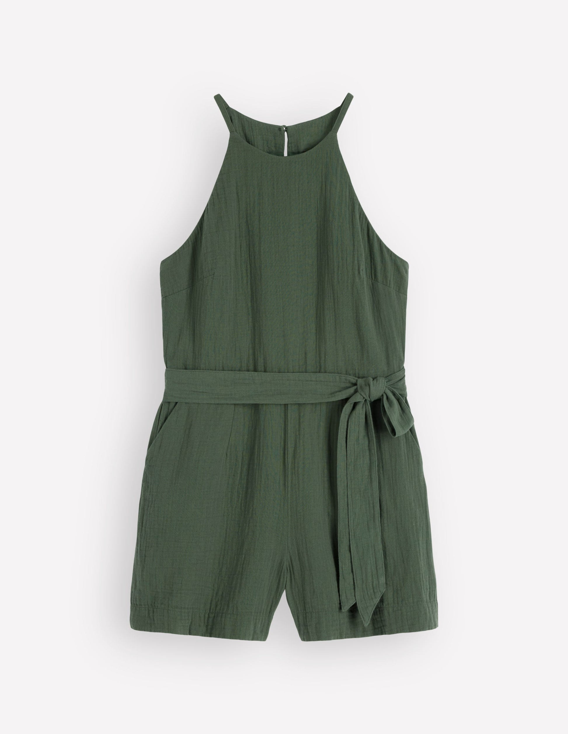 Rosa Double Cloth Playsuit-Hunter Green-5